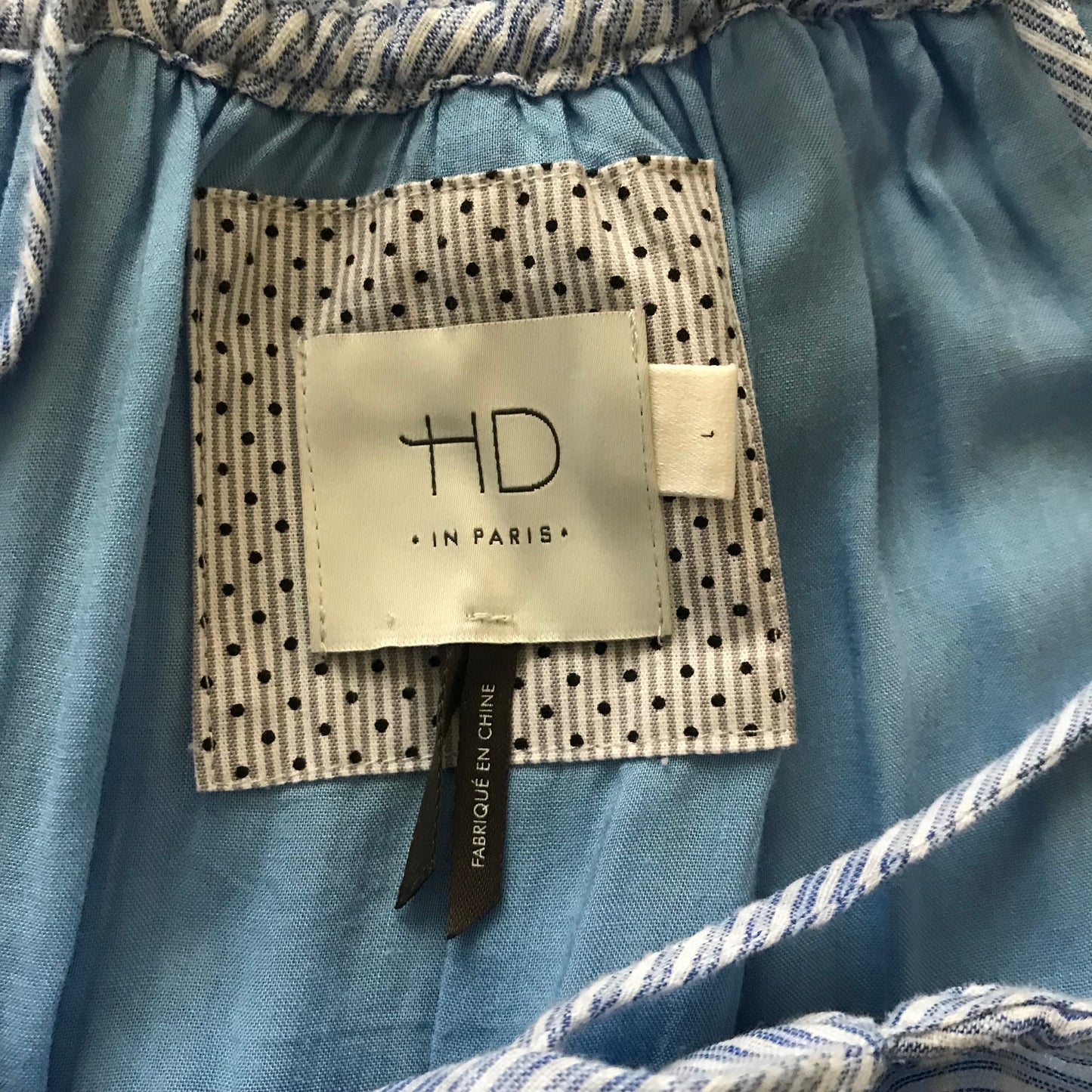 Anthropologie Blue Cotton Striped Ruffle Off Shoulder Dress