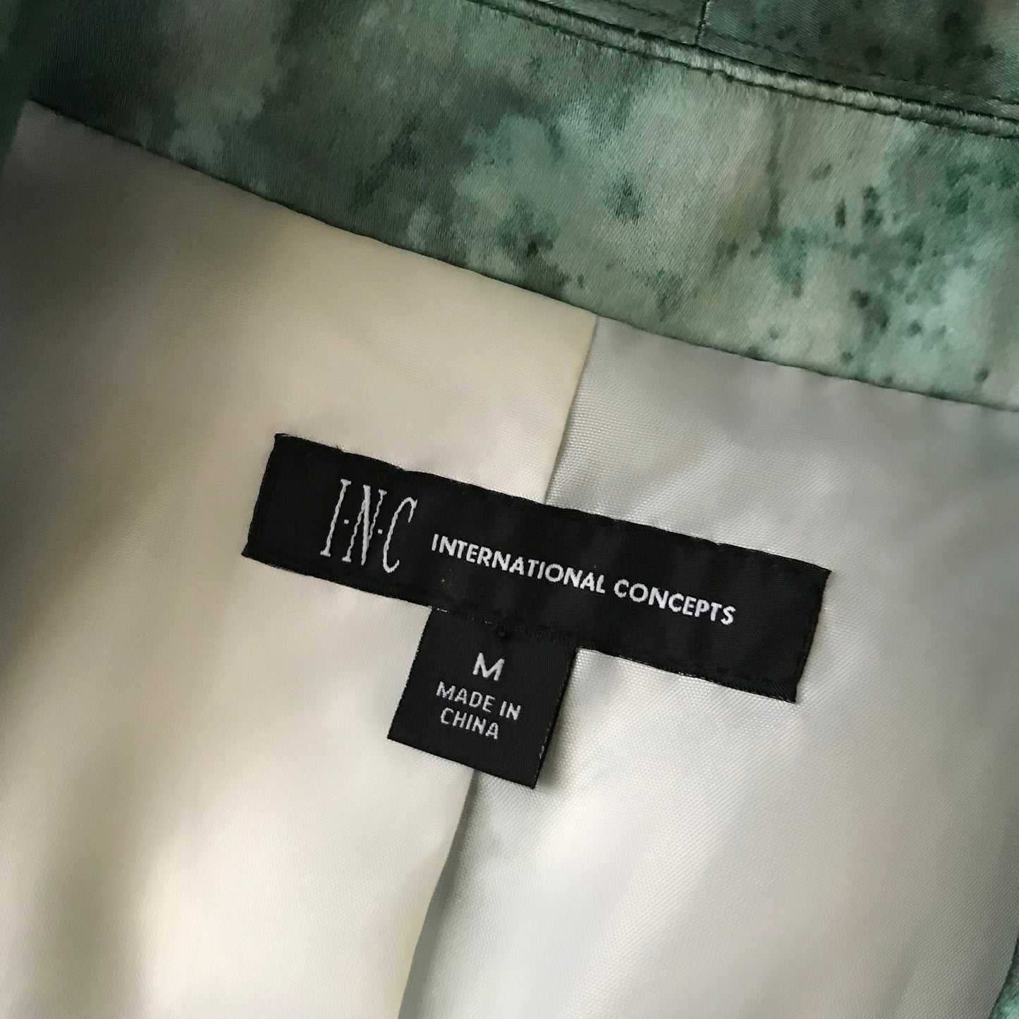 INC Green Satin Tuxedo Jacket Blazer