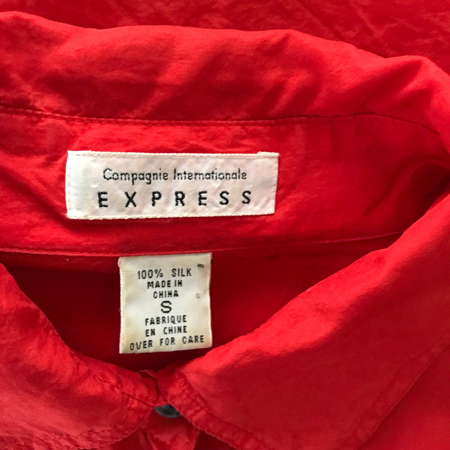 Vintage 1990s Express Bright Red Silk Blouse