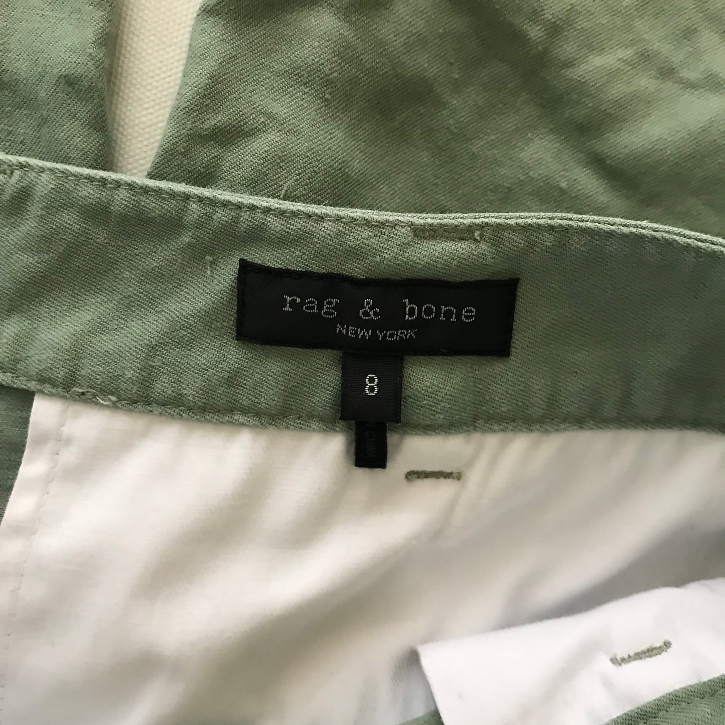 Rag & Bone Green Linen Wide Leg Pleated Casual Pants