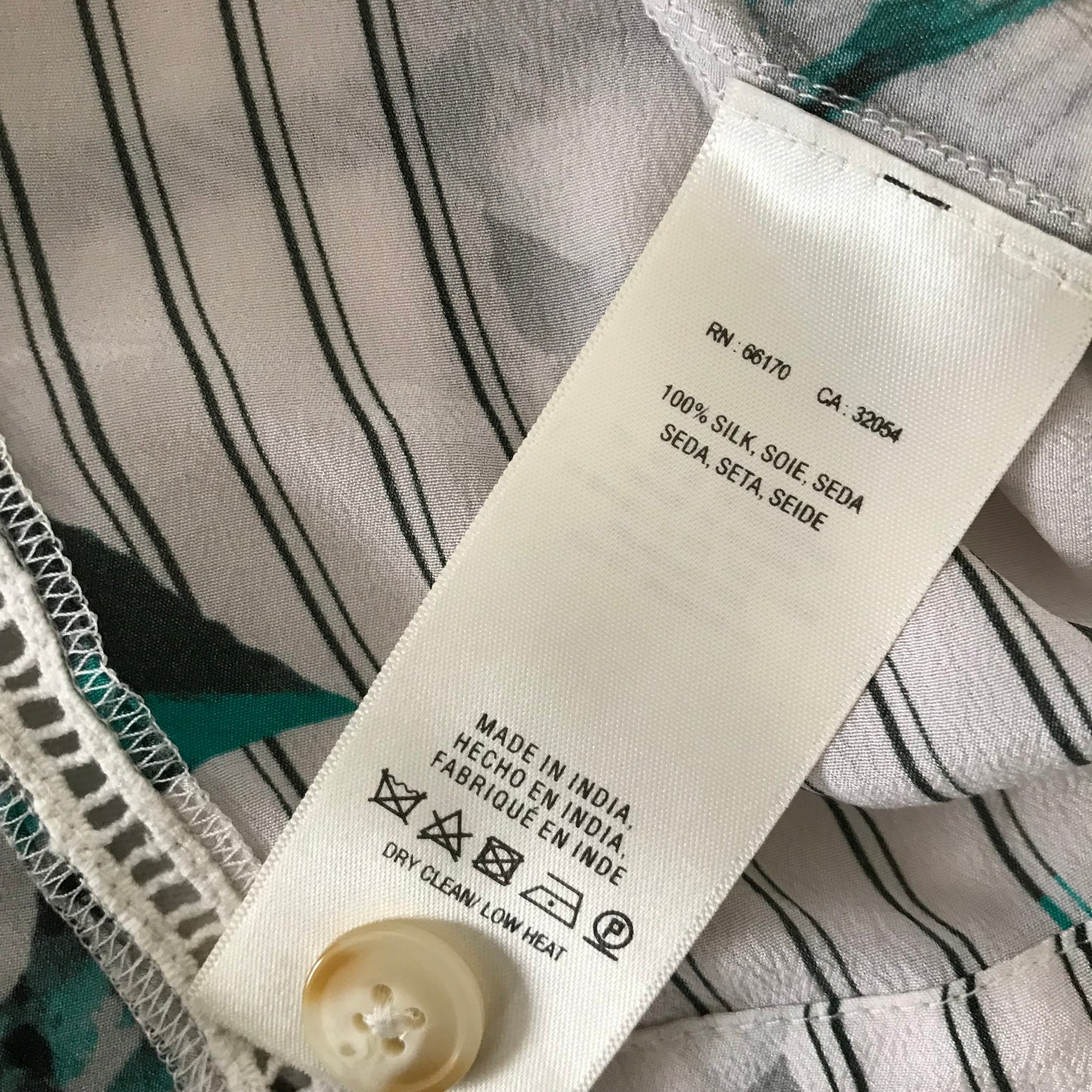 Anthropologie Floral + Striped Silk Blouse