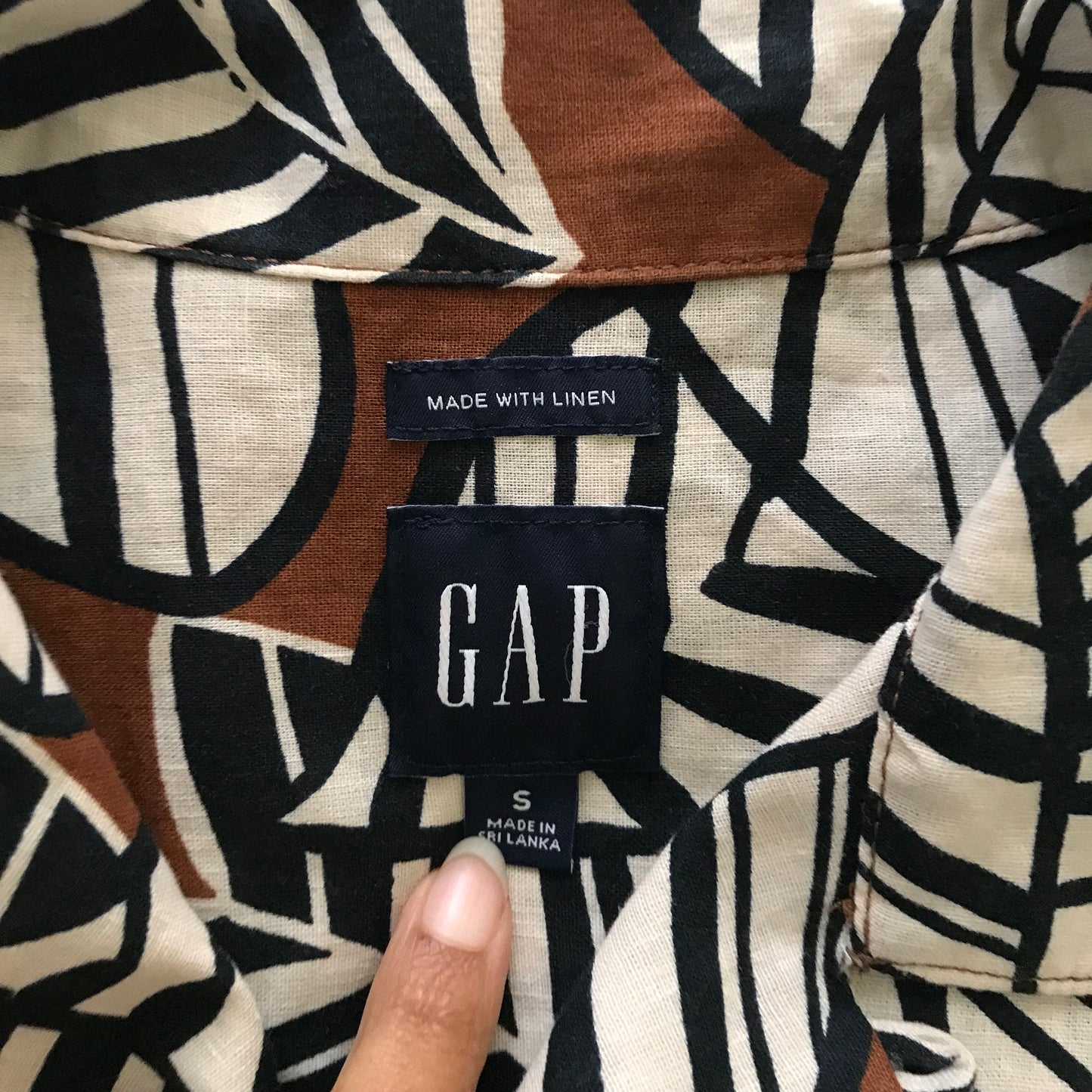 Gap Brown Geometric Floral Linen Shirt