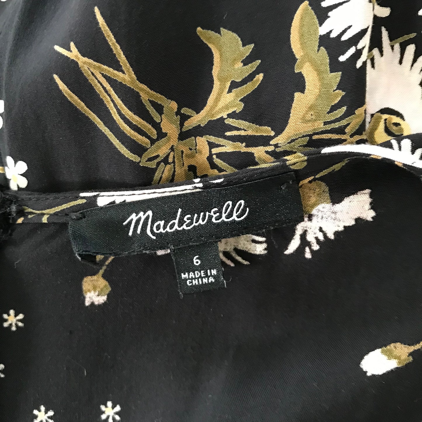 Madewell Black Floral Short Sleeve Midi Summer Dress