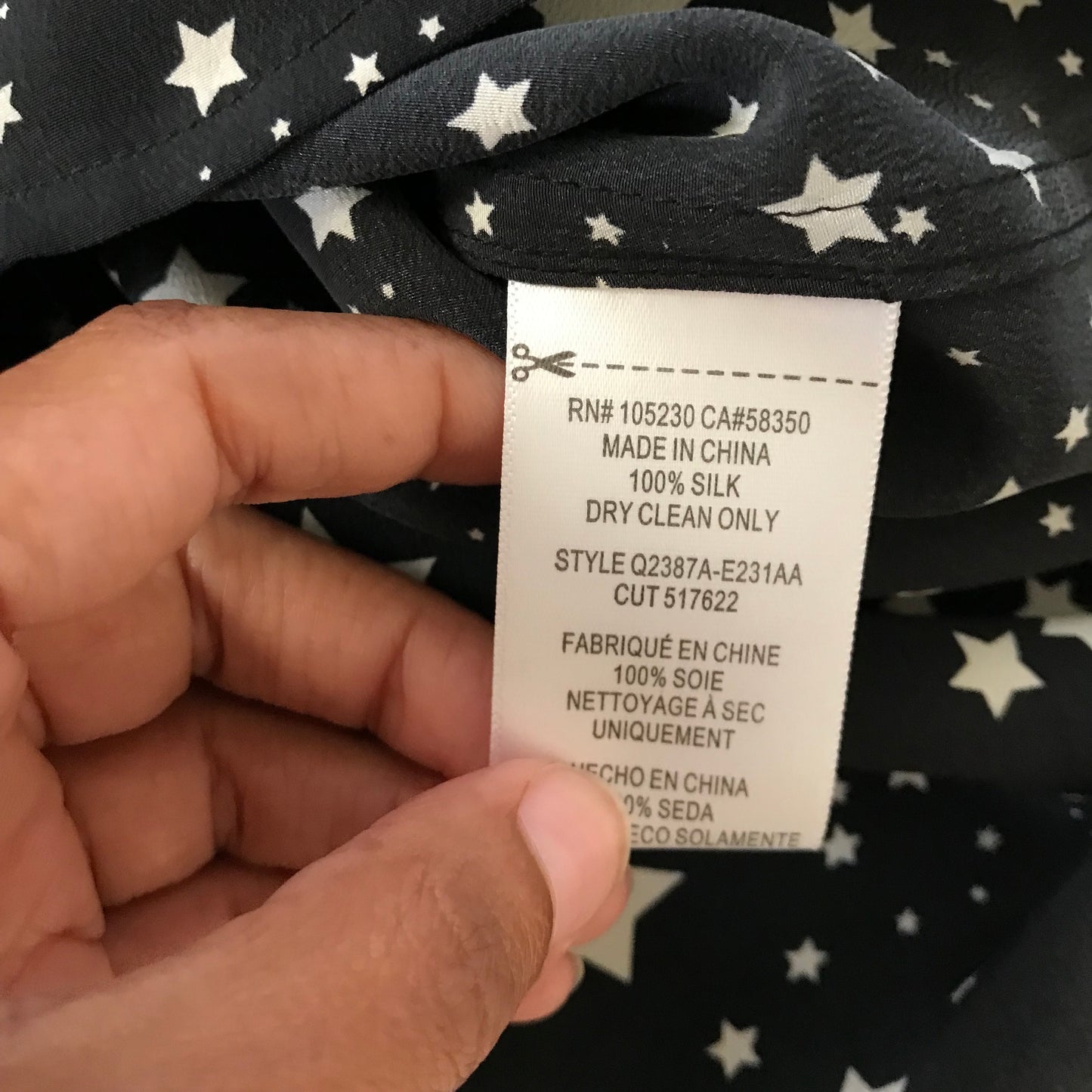 Equipment Kate Moss Silk Matte Black Star Printed Blouse