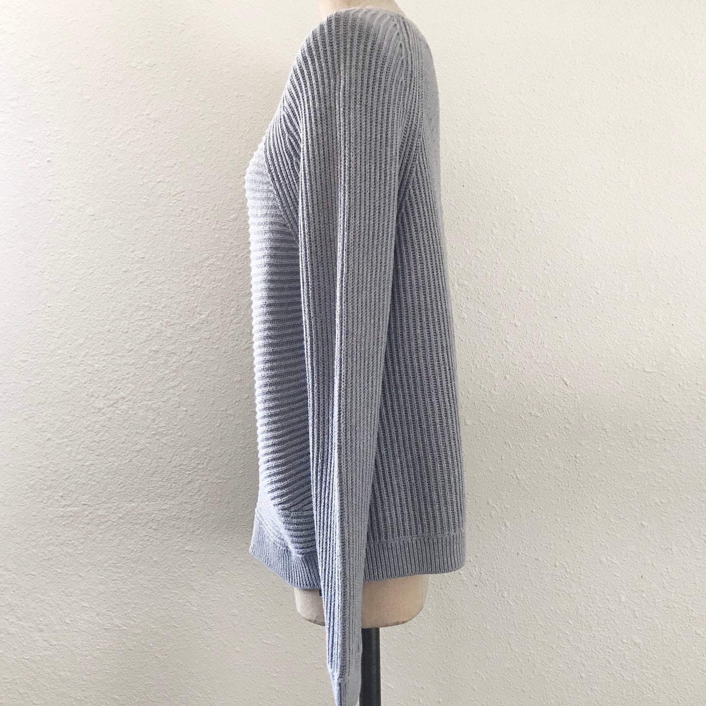 Vince Gray Knit Oversized Cotton Pullover Sweater