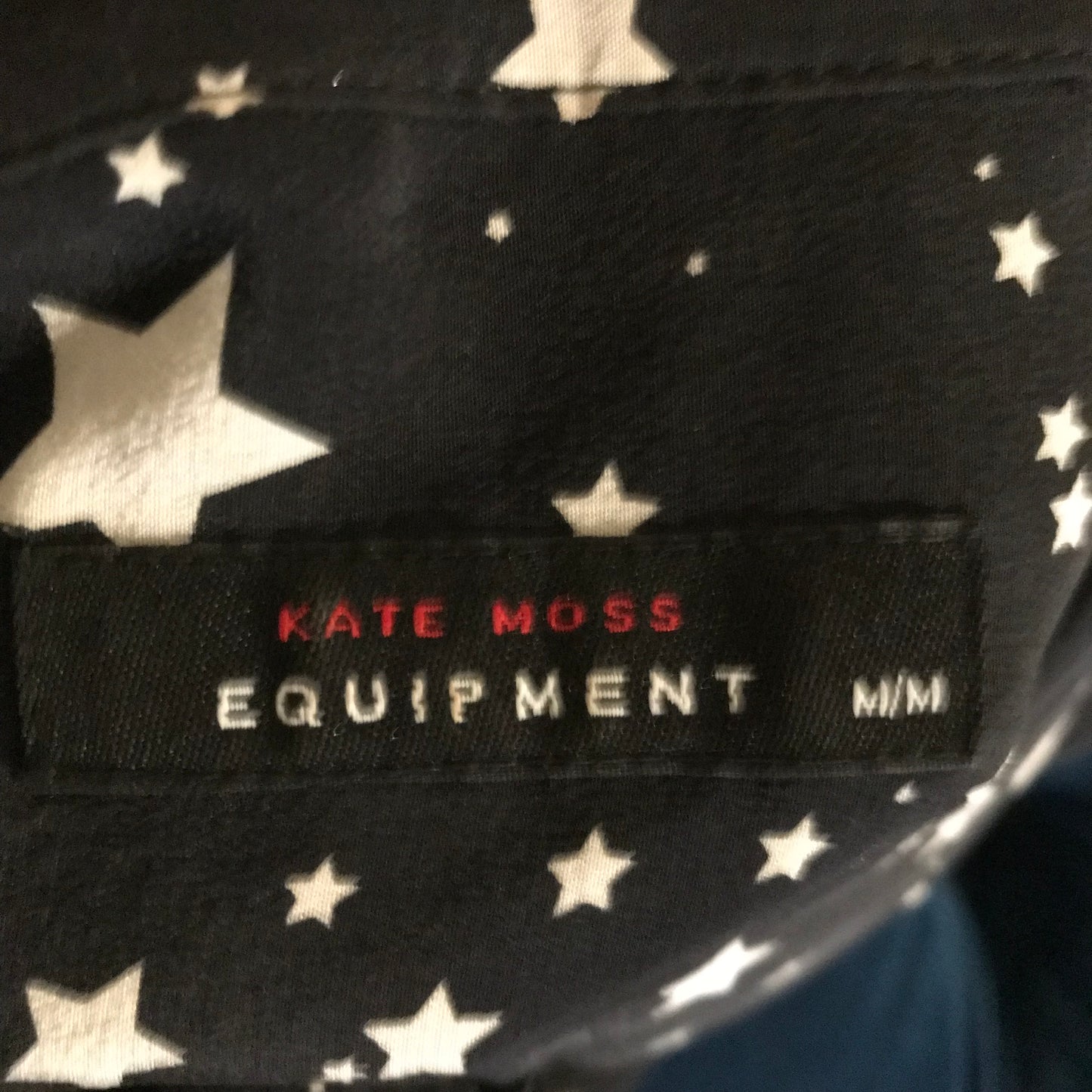 Equipment Kate Moss Silk Matte Black Star Printed Blouse