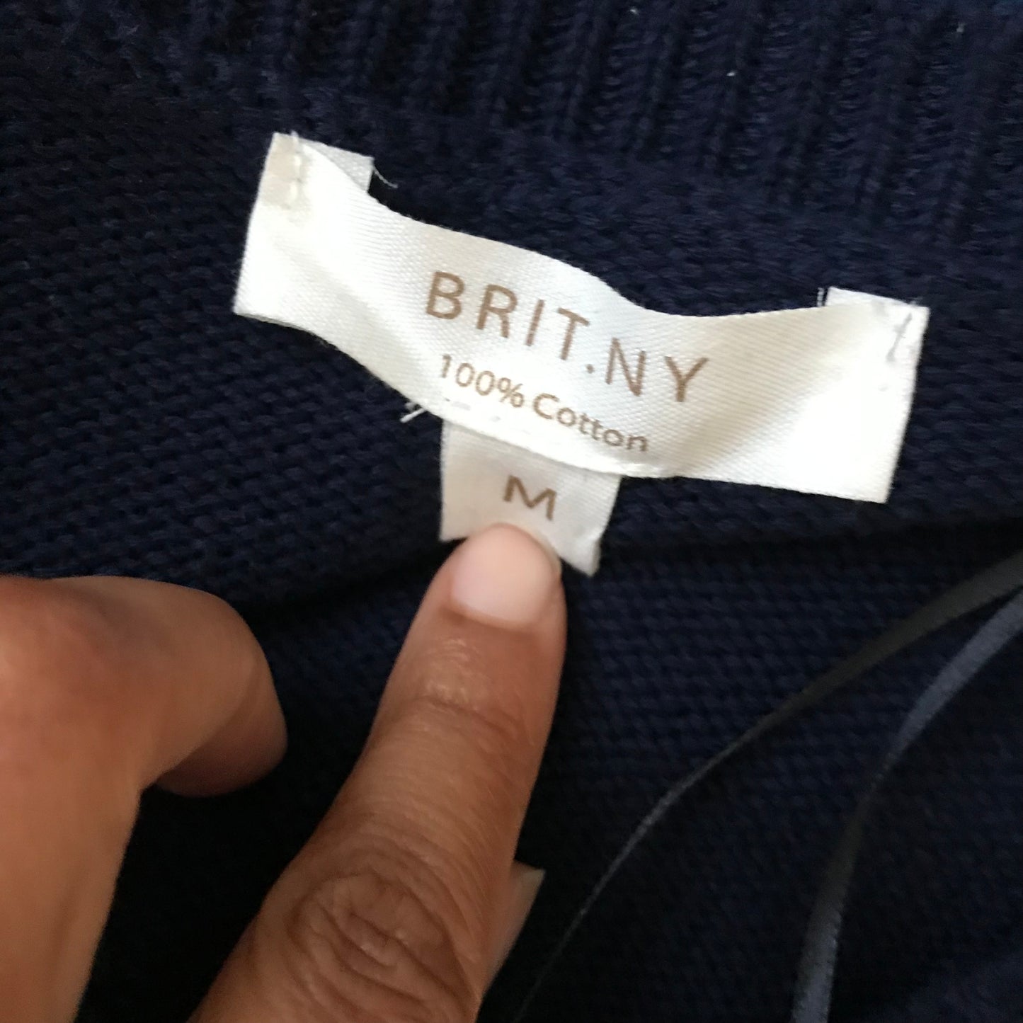 Navy Blue 100% Cotton Knit Pickleball Sweater