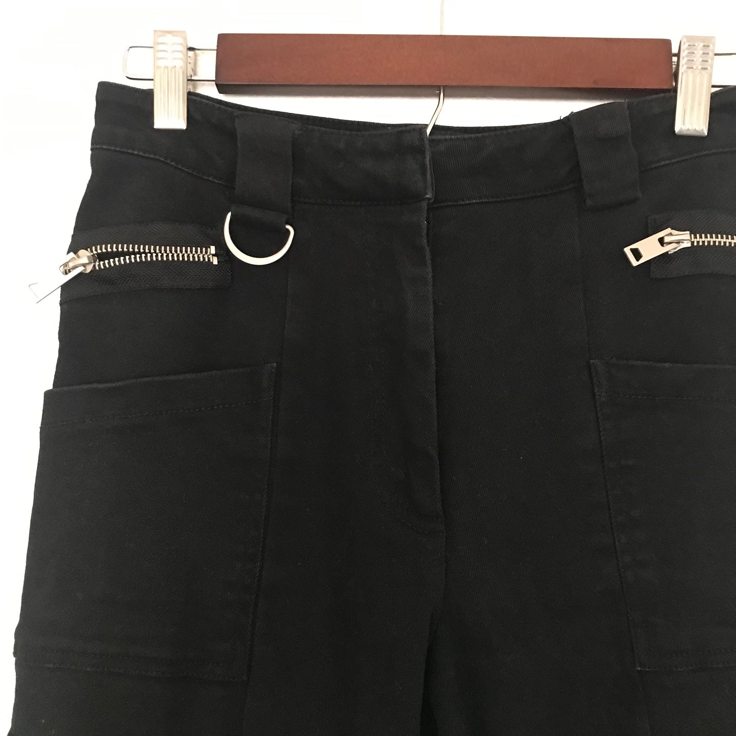 I Am Gia Black Cotton Zipper Utility Cargo Pants