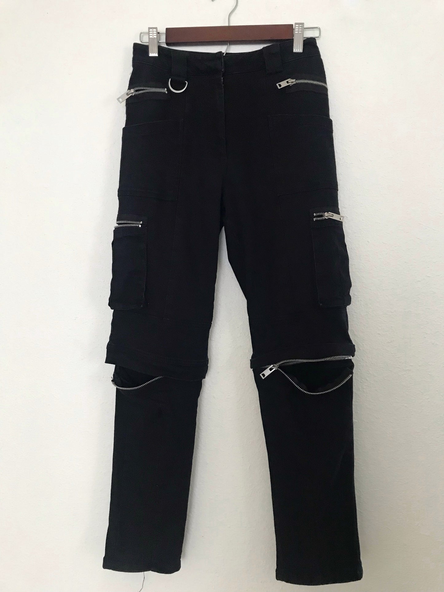 I Am Gia Black Cotton Zipper Utility Cargo Pants