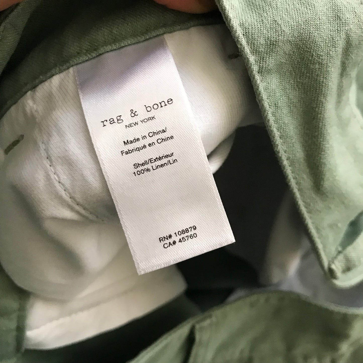 Rag & Bone Green Linen Wide Leg Pleated Casual Pants