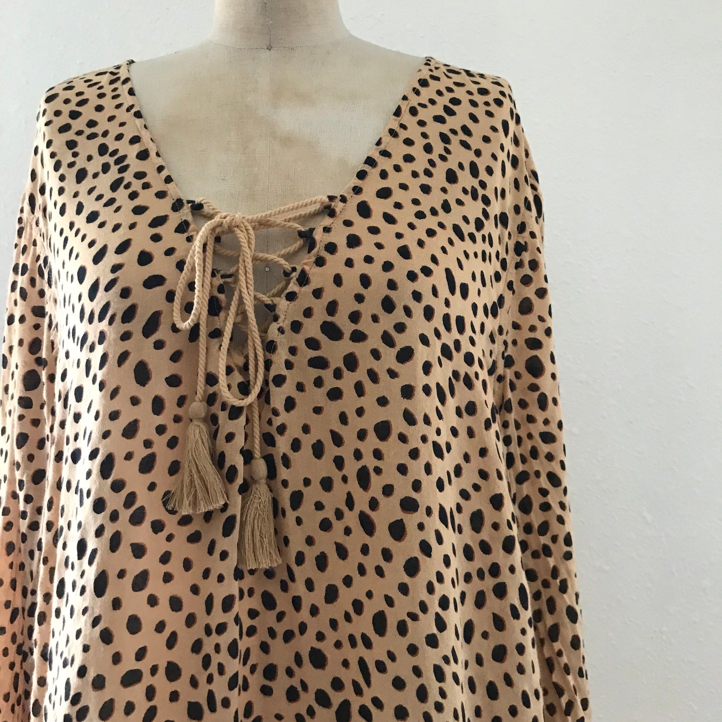 Billabong Tan Animal Print Lightweight Tunic Top