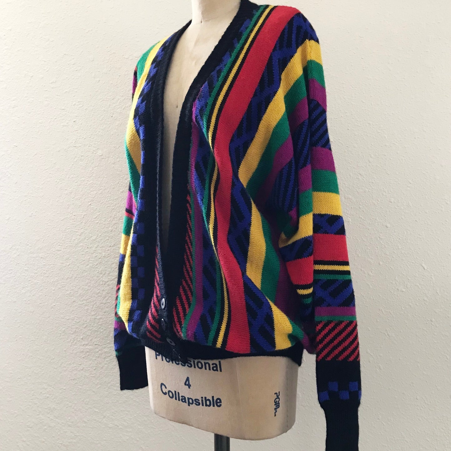 Vintage Peruvian Connection Alpaca Colorful Geometric Cardigan