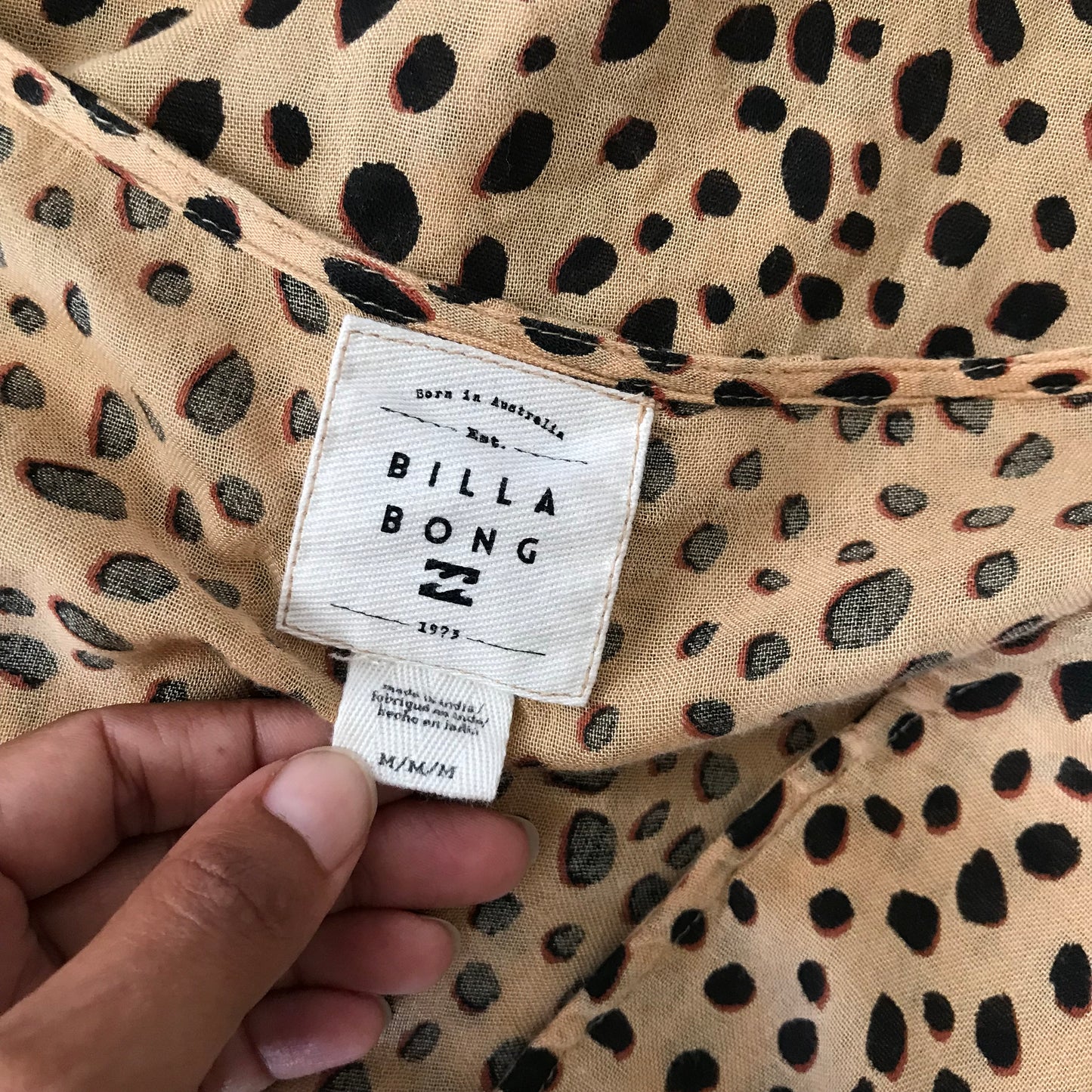 Billabong Tan Animal Print Lightweight Tunic Top