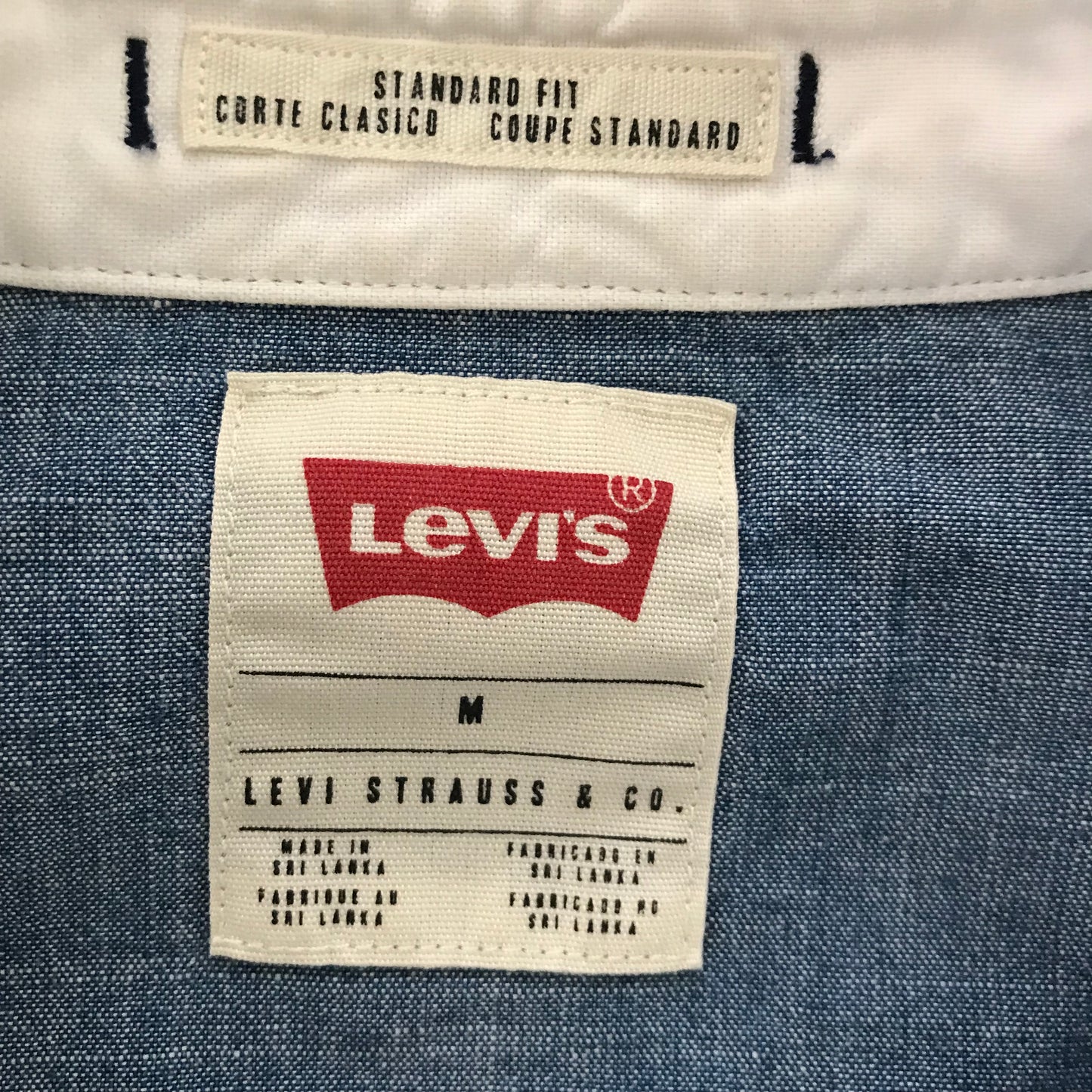 Levis White + Blue Cotton Denim Western Shirt