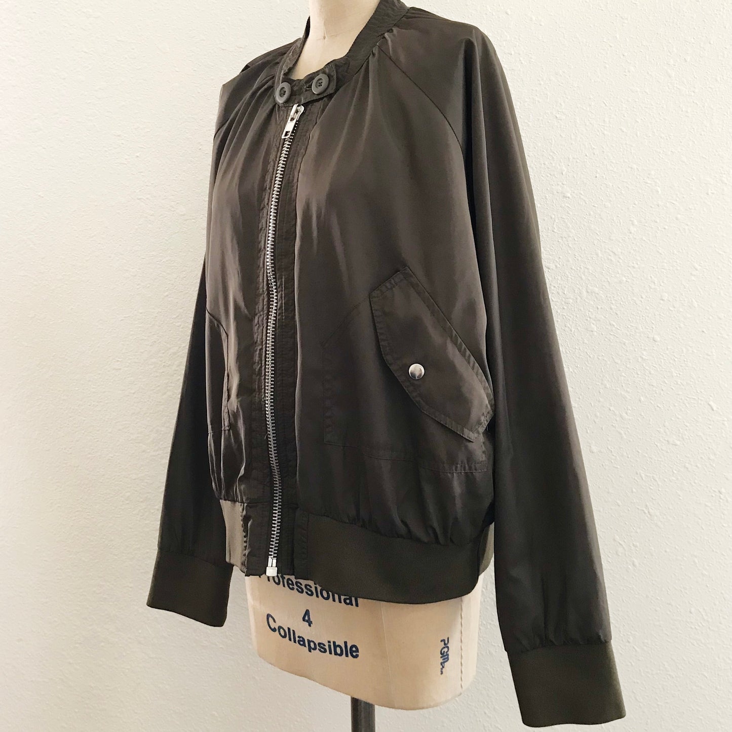 Free People Olive Green Military Bomber Jacket