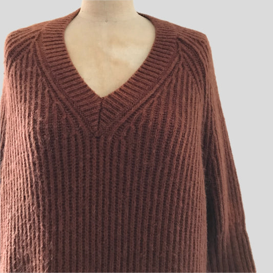all-saints-brown-wool-v-neck-sweater