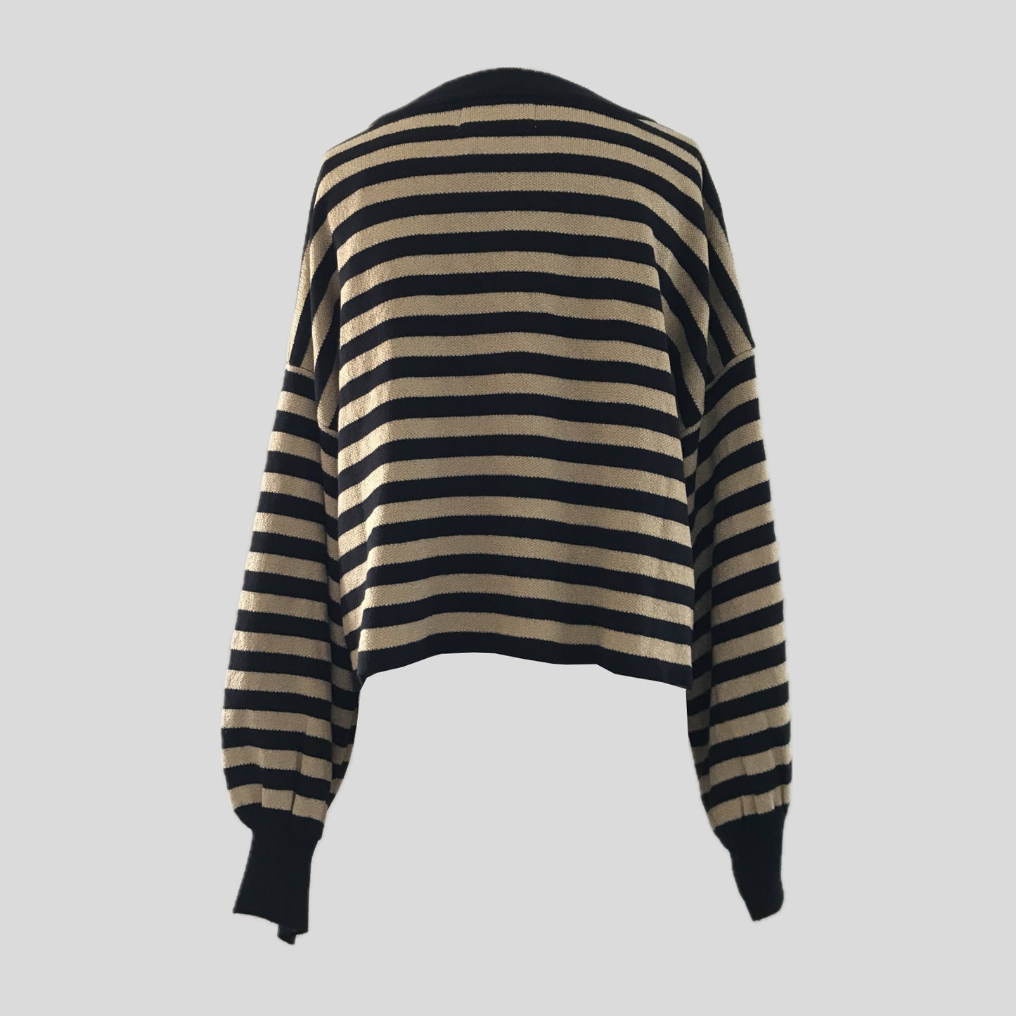 Beach Riot Black + Gold Striped Cropped Sweater
