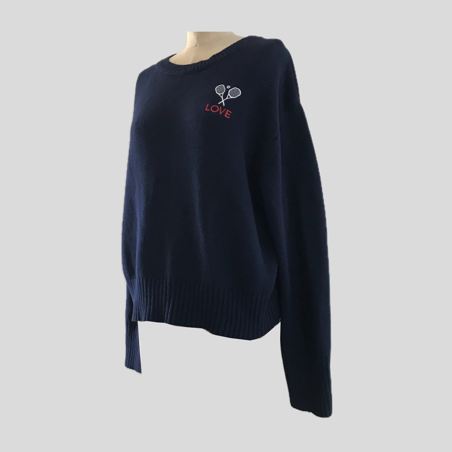 Navy Blue 100% Cotton Knit Pickleball Sweater