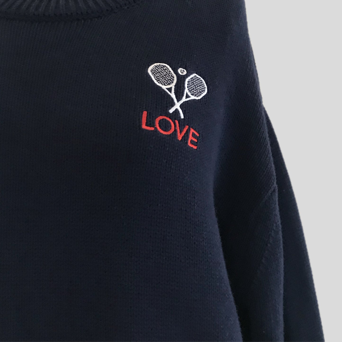 Navy Blue 100% Cotton Knit Pickleball Sweater