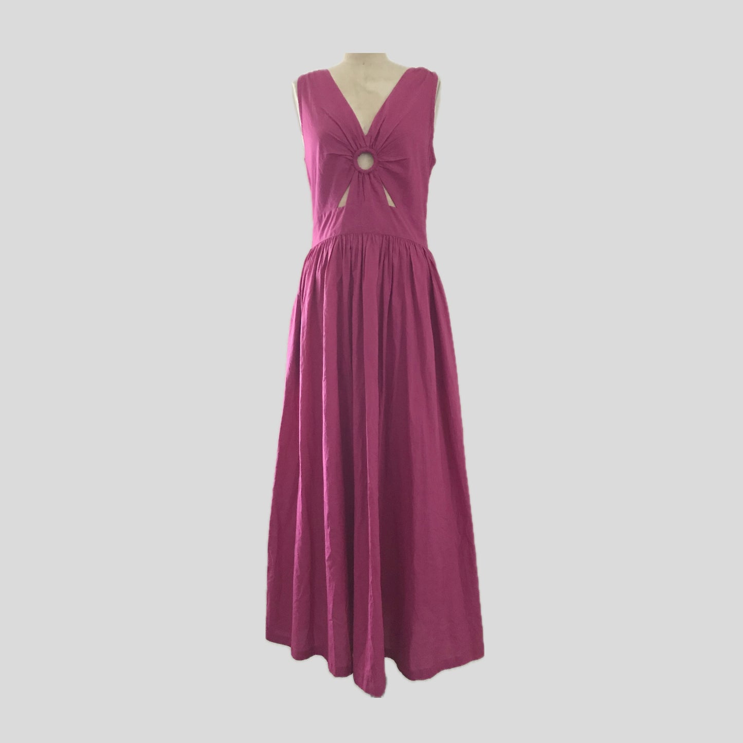Cleobella Magenta Pink Sleeveless Cotton Retro A Line Summer Midi Dress
