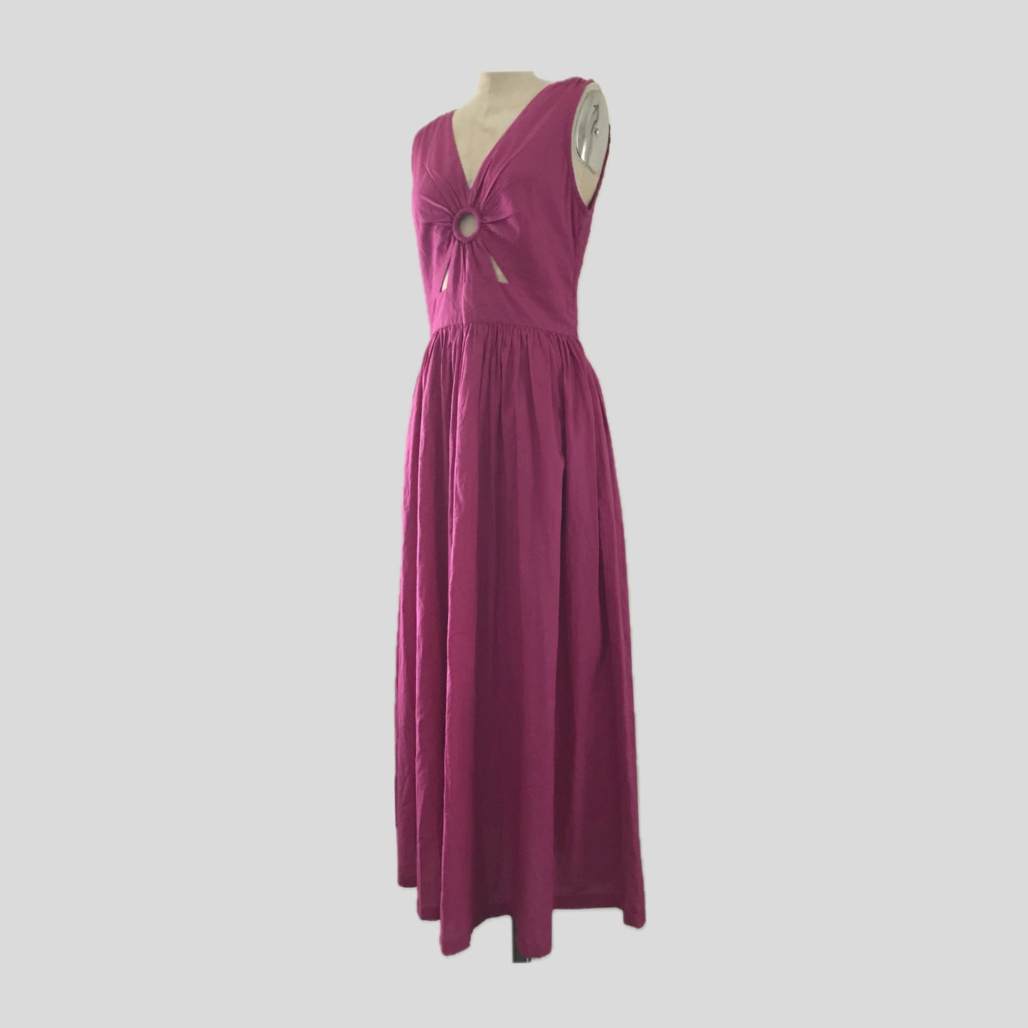 Cleobella Magenta Pink Sleeveless Cotton Retro A Line Summer Midi Dress