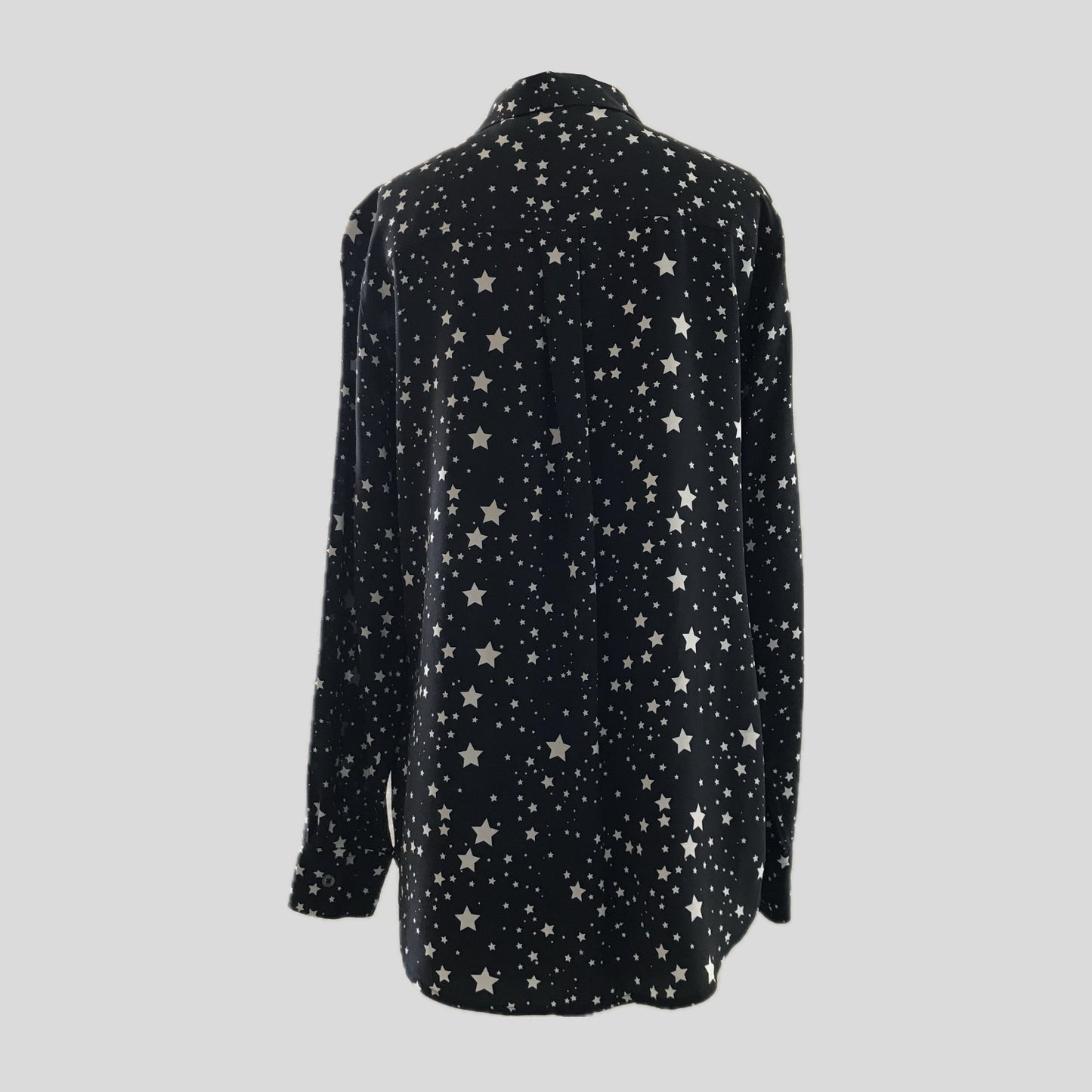 Equipment Kate Moss Silk Matte Black Star Printed Blouse