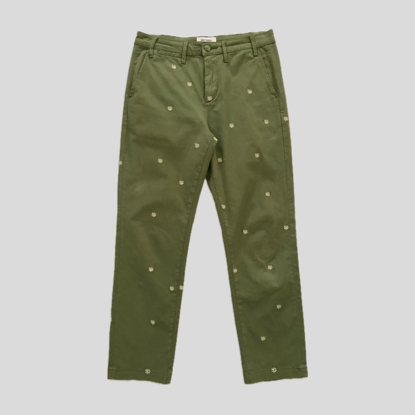 Free People x Driftwood Green Cotton Embroidered Pants