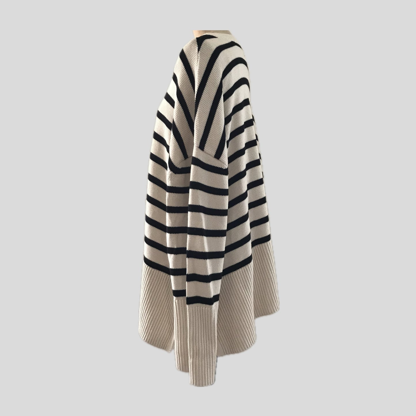 GAP Ivory Black Striped Cotton Knit Sweater
