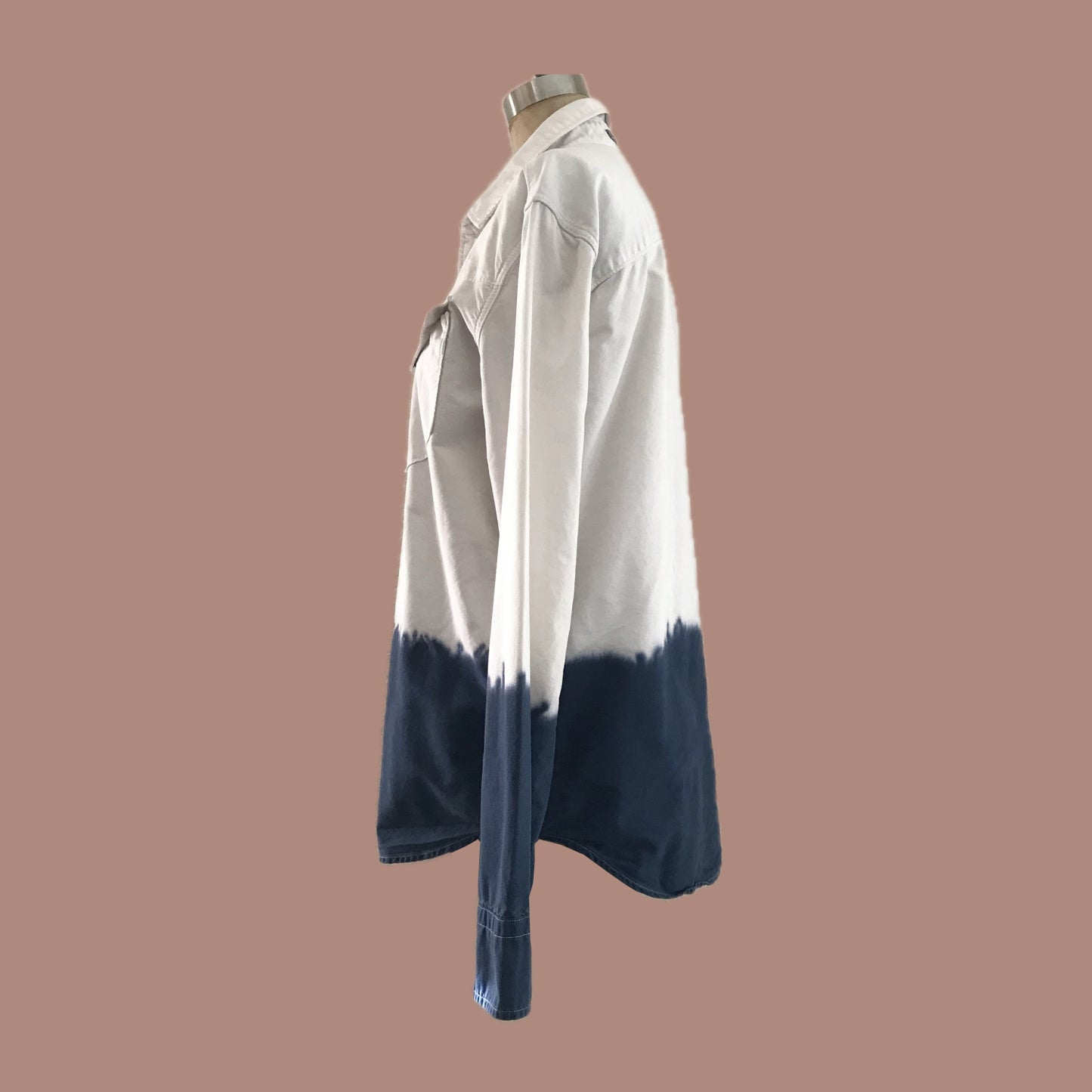 Levis White + Blue Cotton Denim Western Shirt