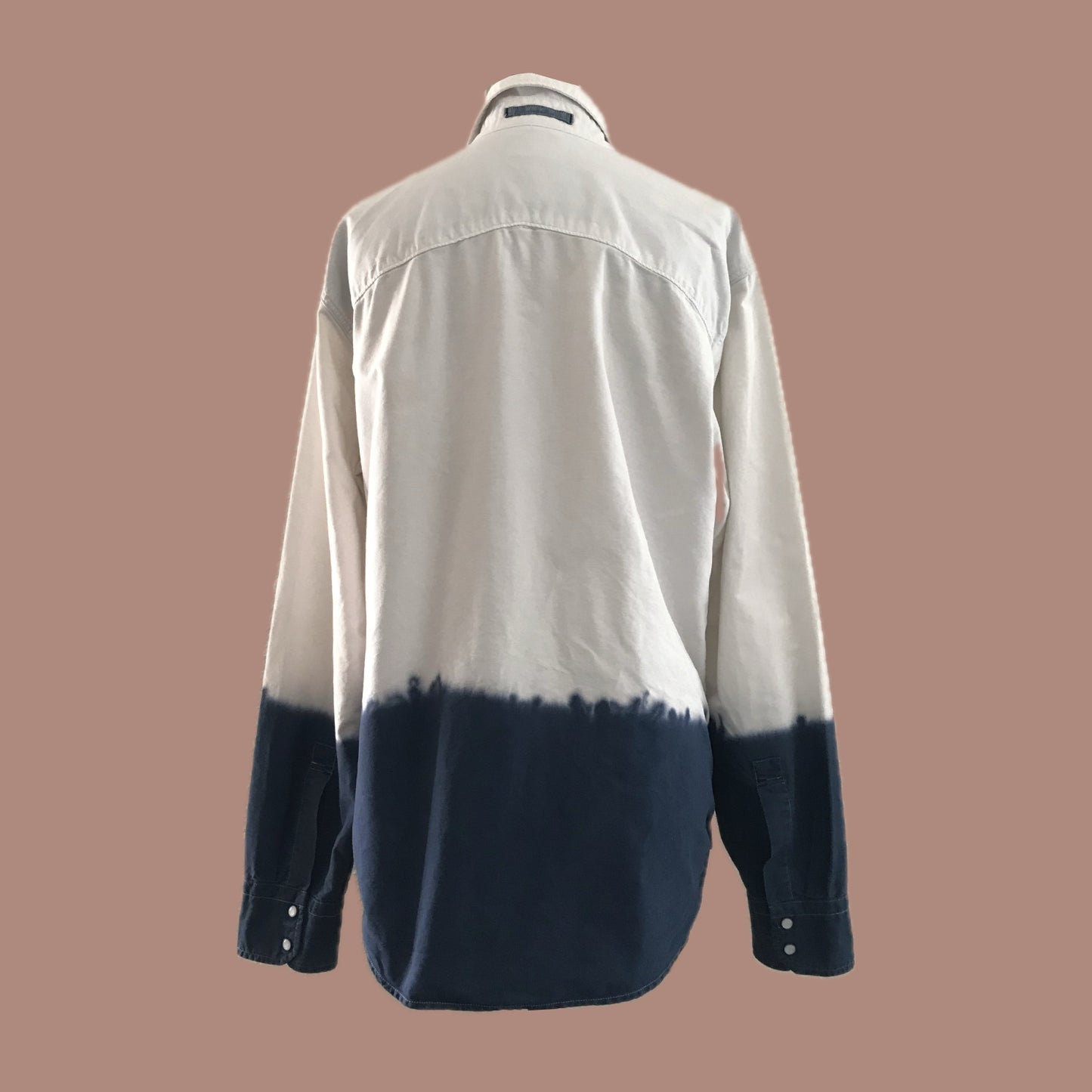 Levis White + Blue Cotton Denim Western Shirt