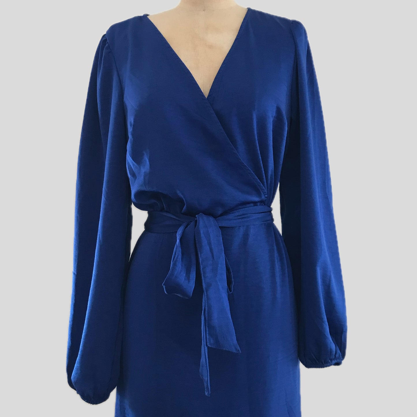 lucky-brand-cobalt-blue-satin-knee-length-dress