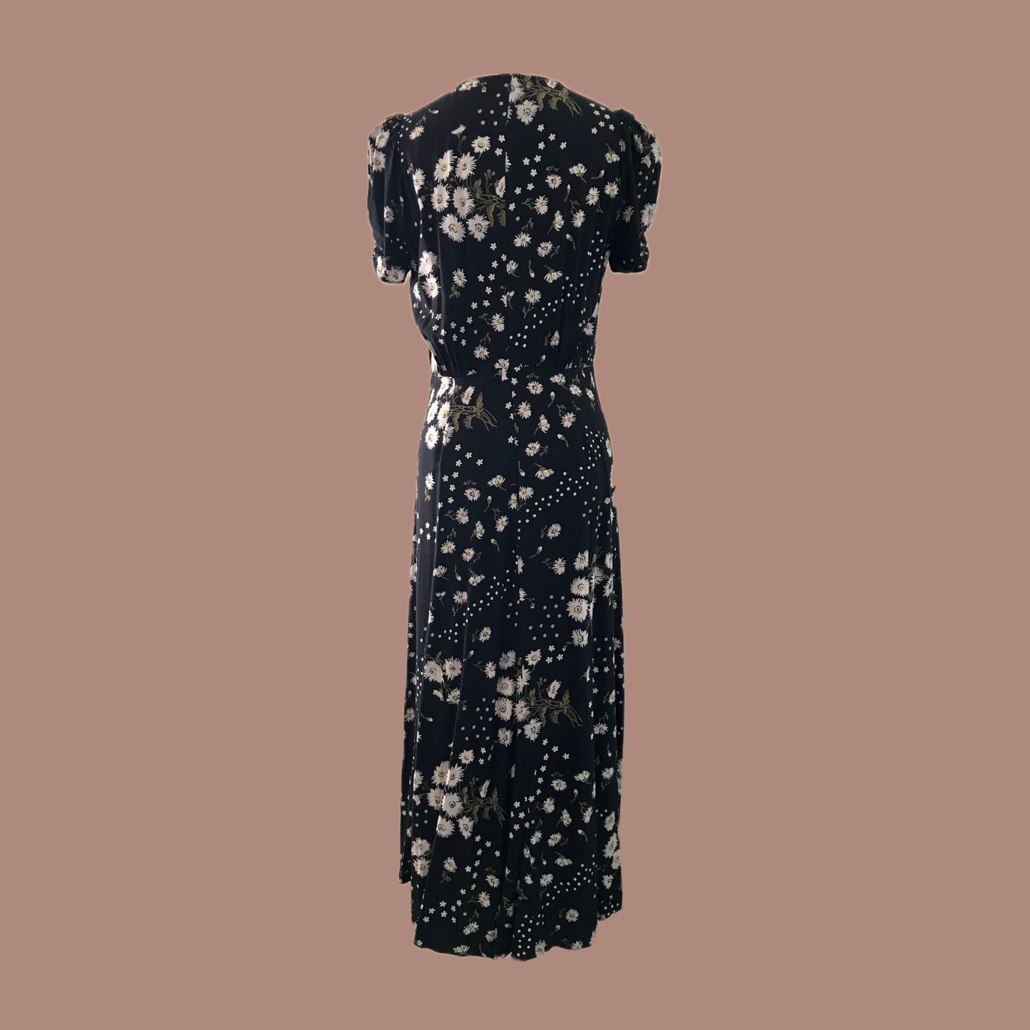 Madewell Black Floral Short Sleeve Midi Summer Dress