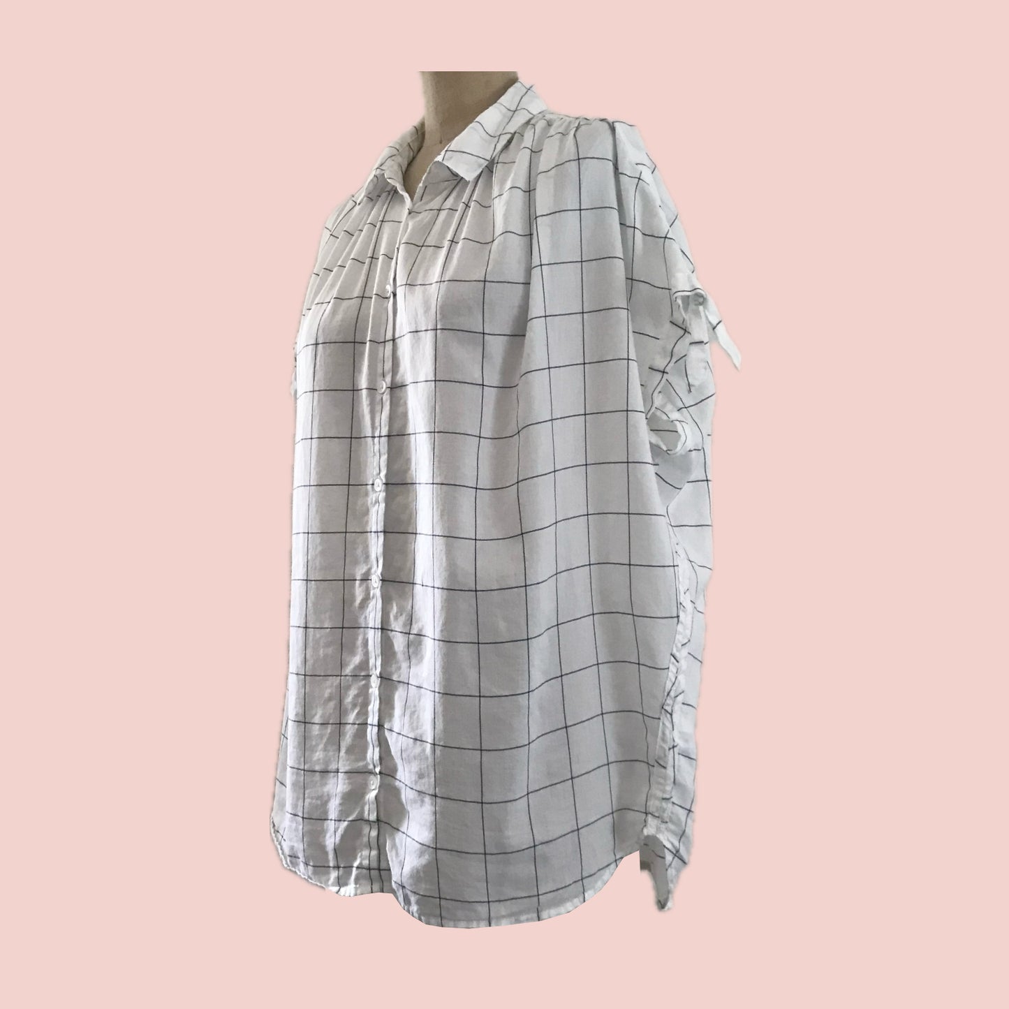 Madewell White + Blue Cotton Grid Oversized Top