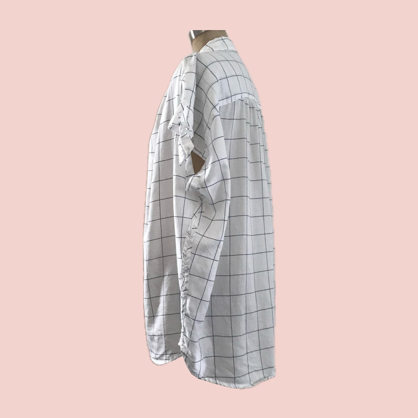 Madewell White + Blue Cotton Grid Oversized Top