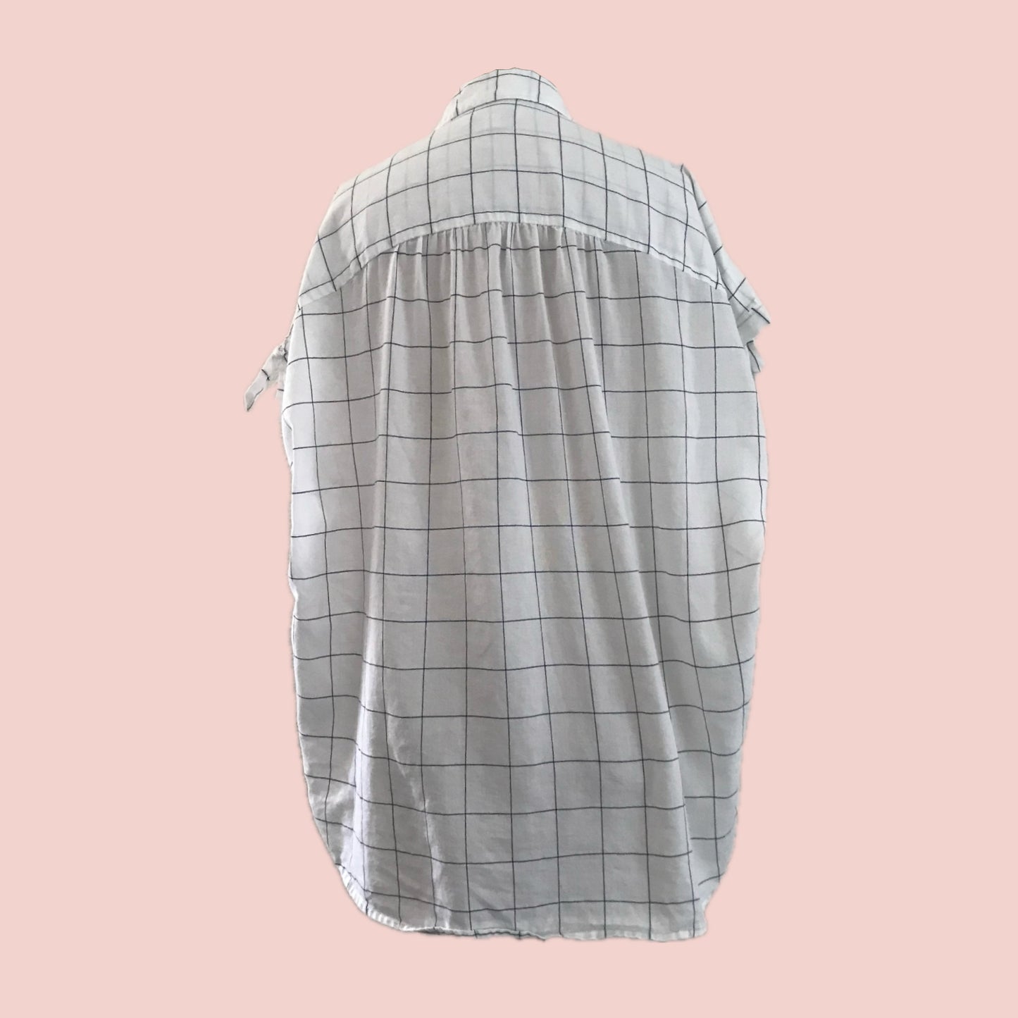 Madewell White + Blue Cotton Grid Oversized Top