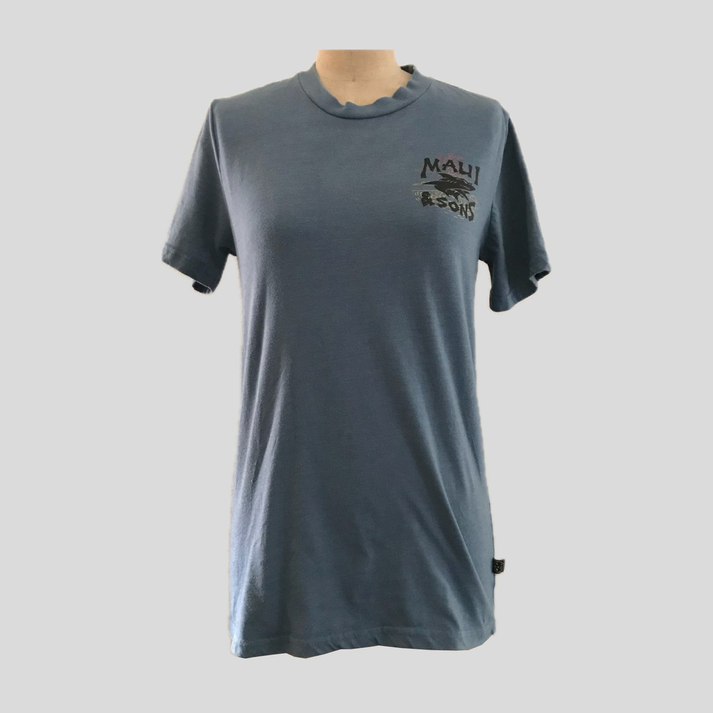 Maui & Sons Blue Short Sleeve Logo Surf Casual Cotton T Tee Shirt