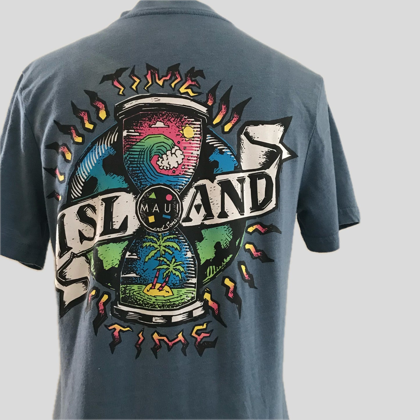 Maui & Sons Blue Short Sleeve Logo Surf Casual Cotton T Tee Shirt