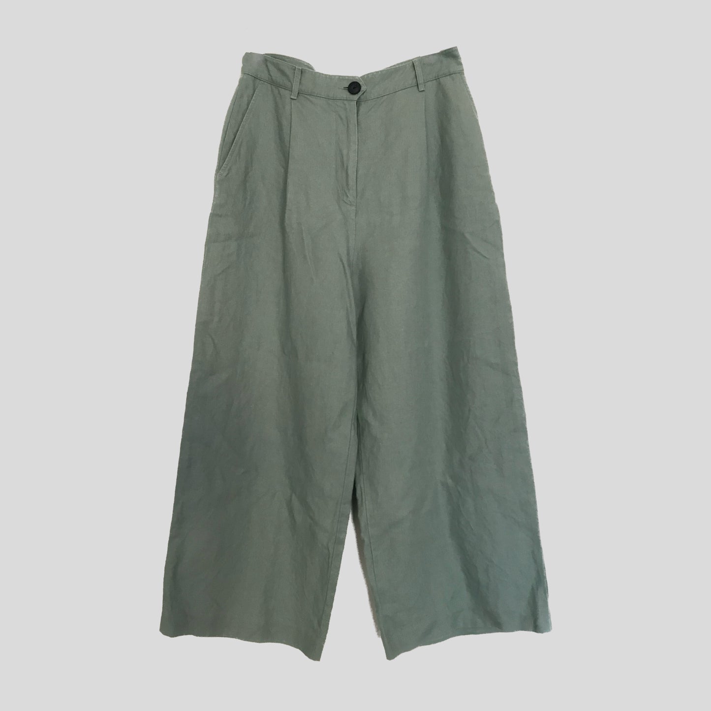 Rag & Bone Green Linen Wide Leg Pleated Casual Pants
