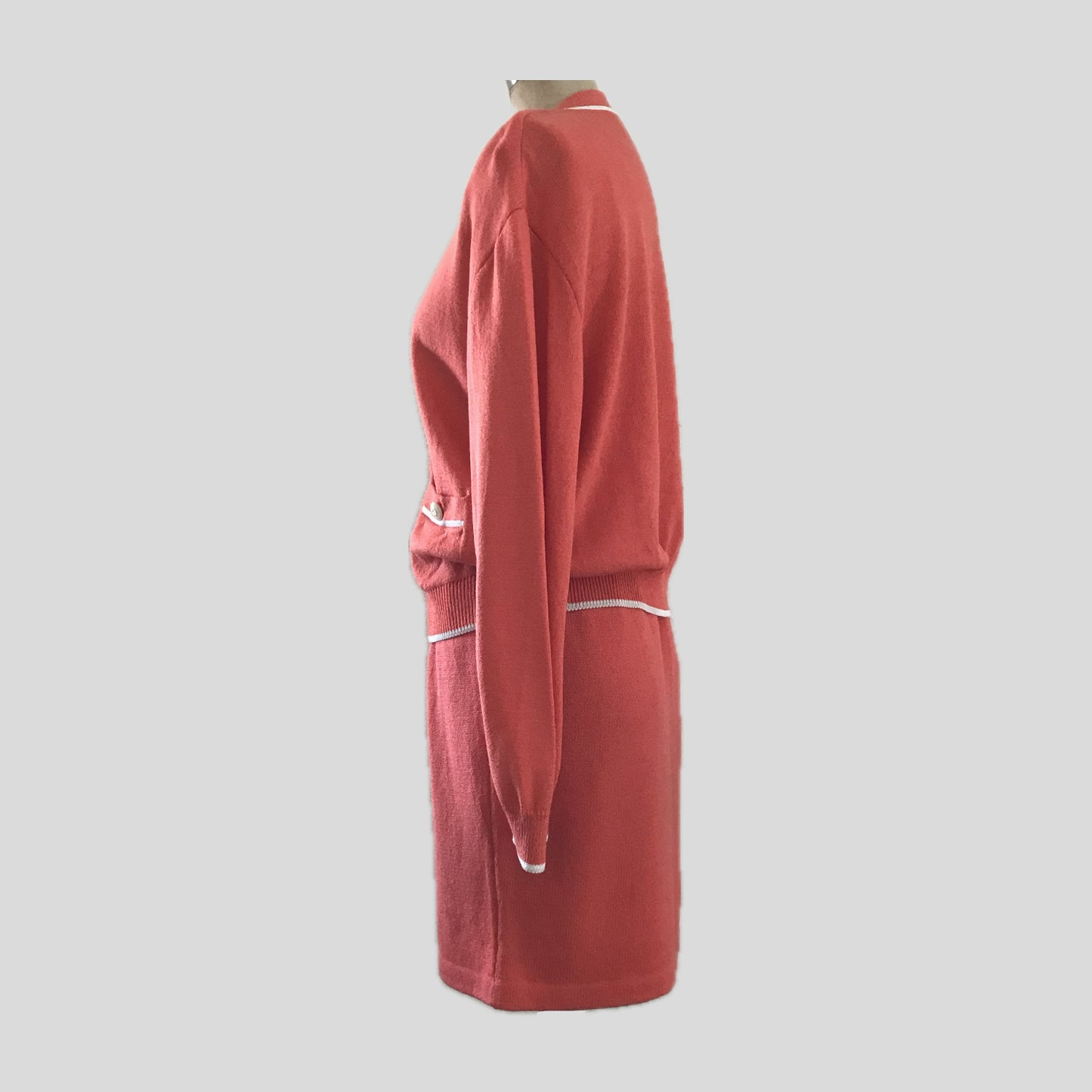 St. John Vintage 2000s Orange Knit Santana Skirt Suit
