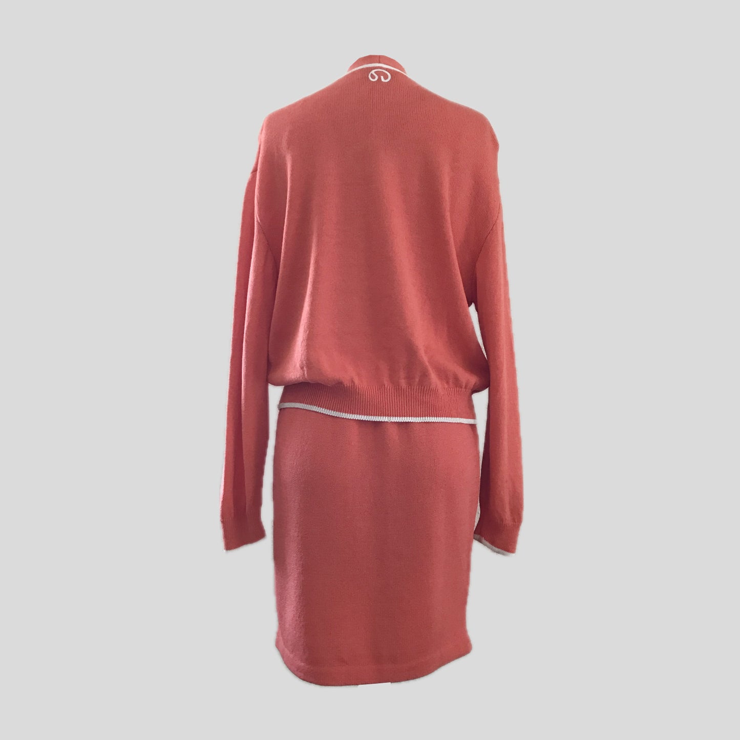 St. John Vintage 2000s Orange Knit Santana Skirt Suit