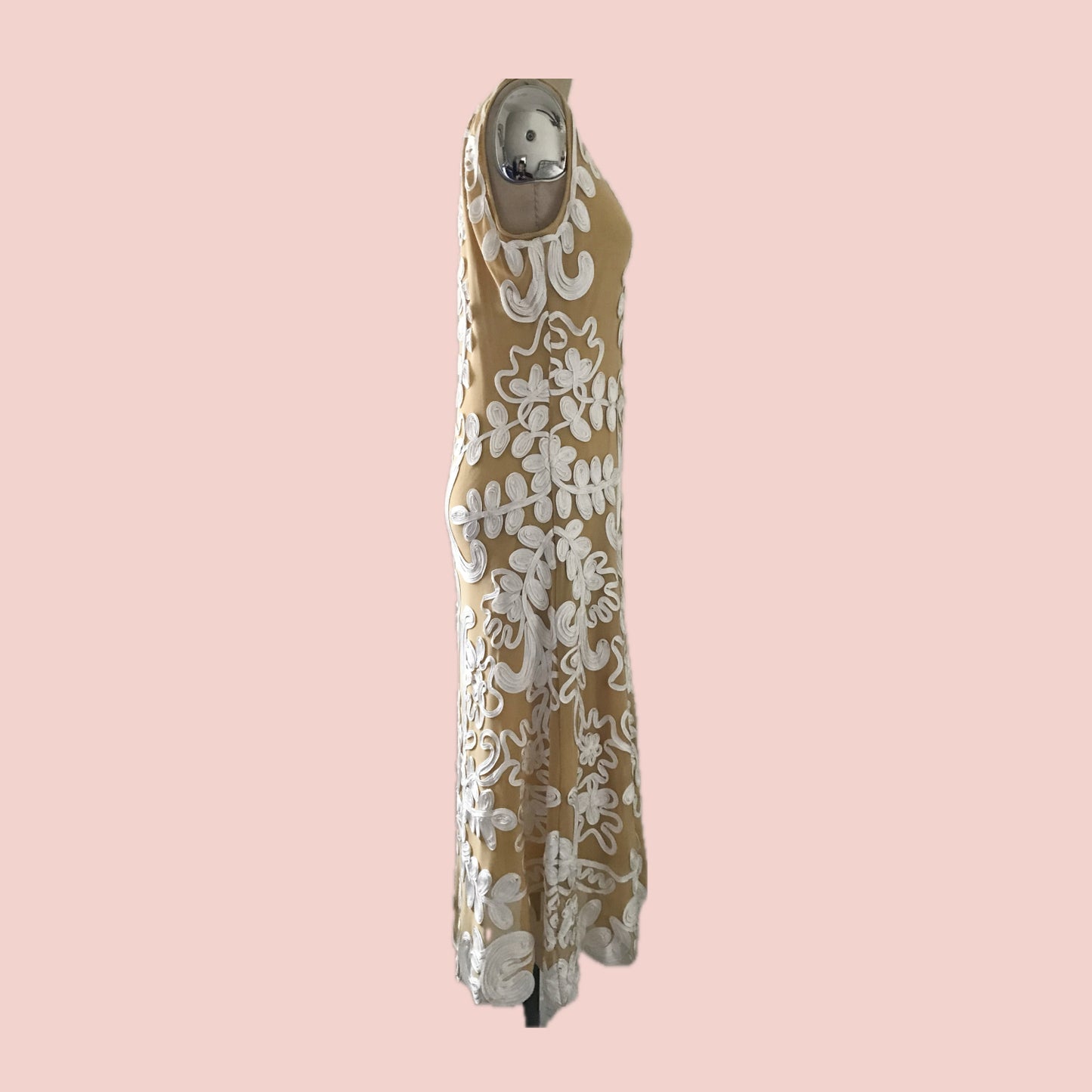 Sundance Nude + White Cameo Applique Midi Dress
