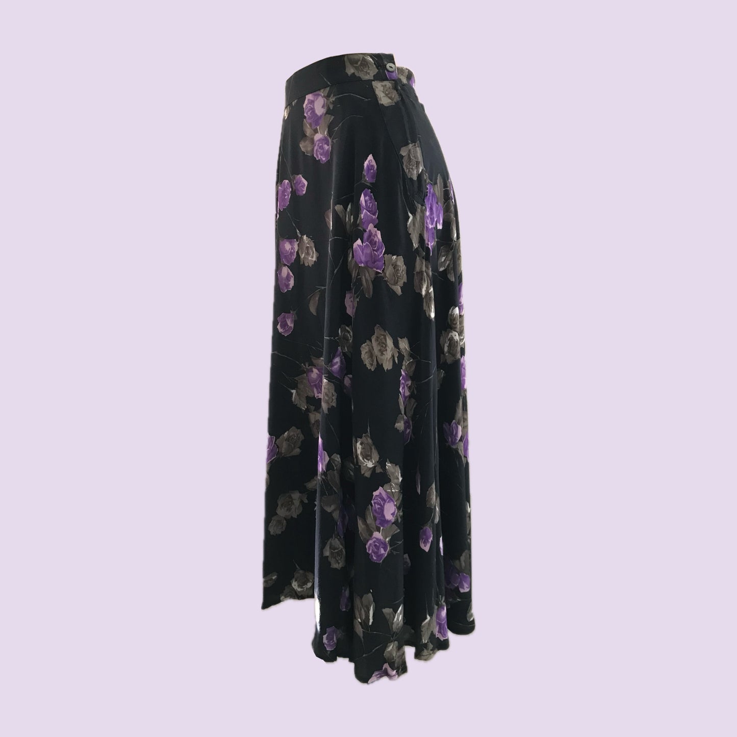 vintage-1990s-black-purple-floral-rose-print-midi-skirt