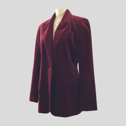 Vintage 1990s Burgundy Velvet Blazer