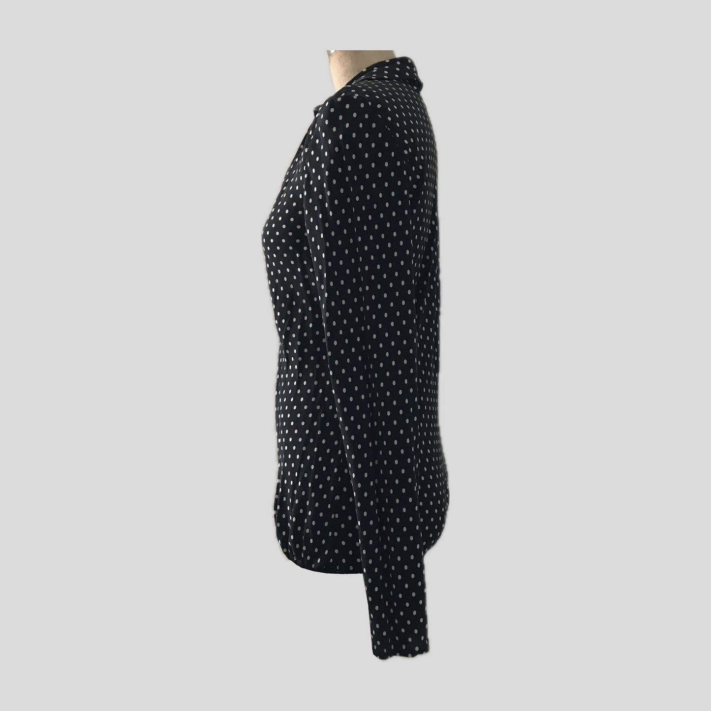 Ann Taylor Vintage 1990s Black White Silk Polkadot Blouse