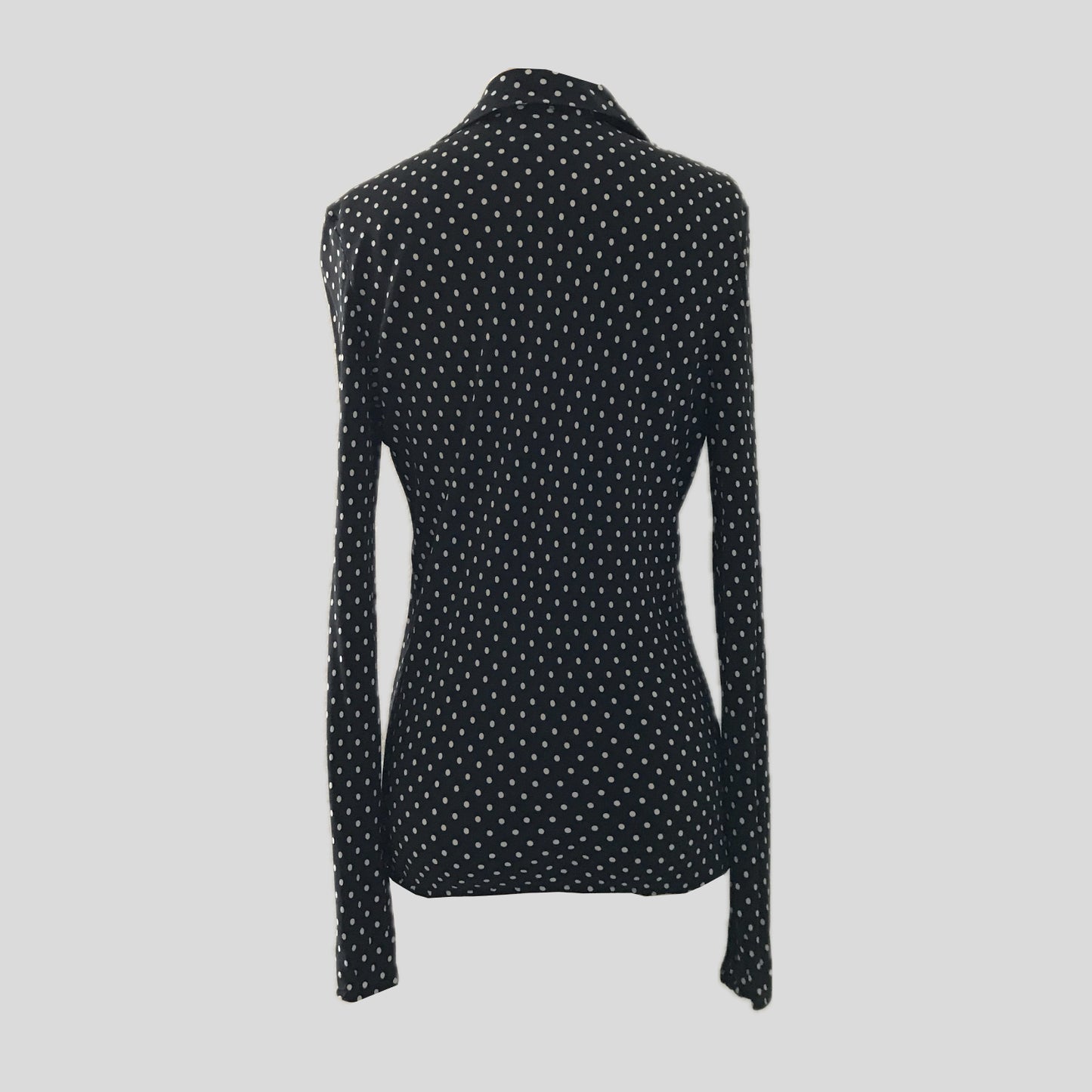 Ann Taylor Vintage 1990s Black White Silk Polkadot Blouse