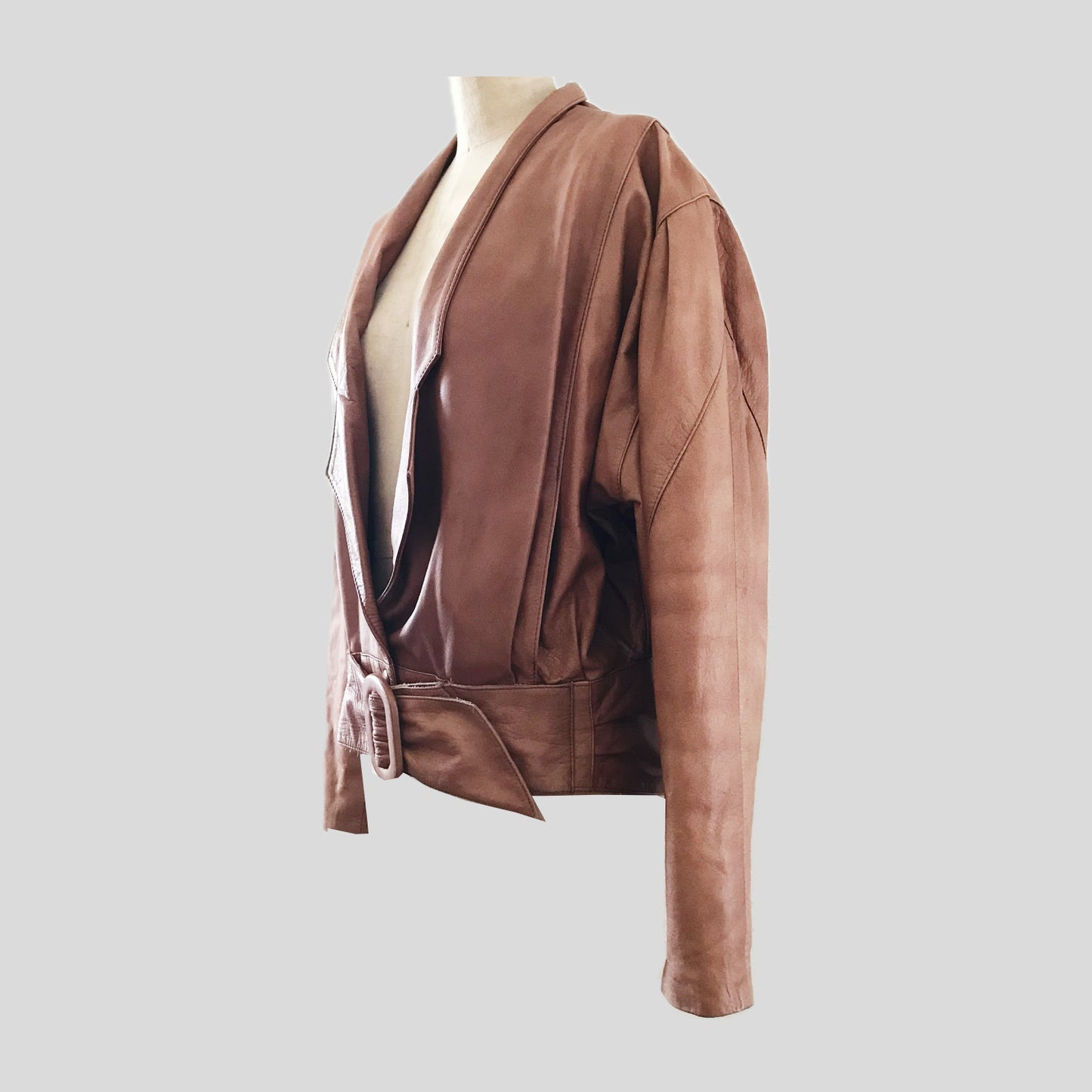 Vintage 1980s Brown Cropped Leather Jacket