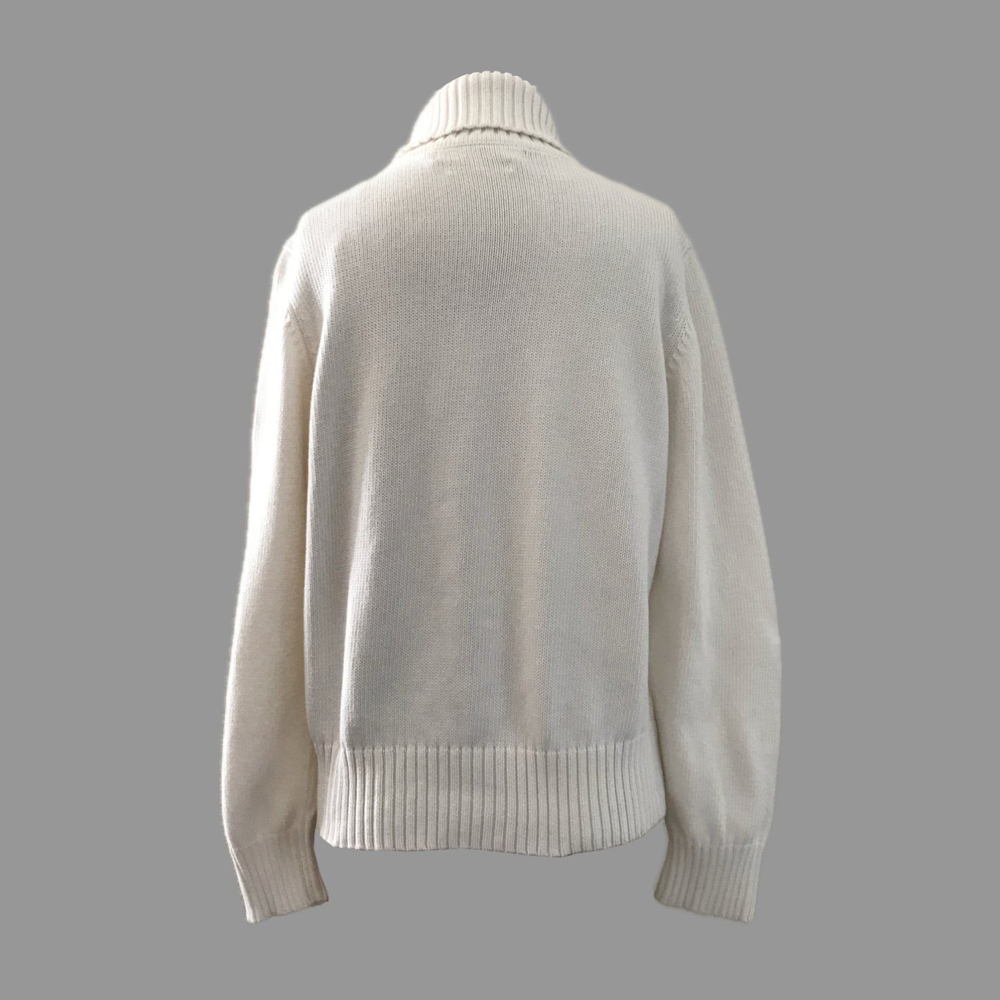 Tommy Hilfiger Vintage Y2k Ivory Cotton Knit Logo Turtleneck Sweater