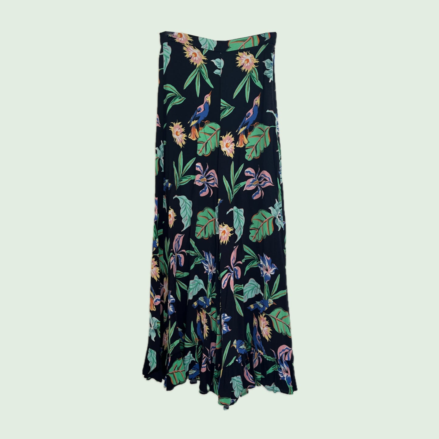 Zara Colorful Floral Wide Leg Cropped Pants