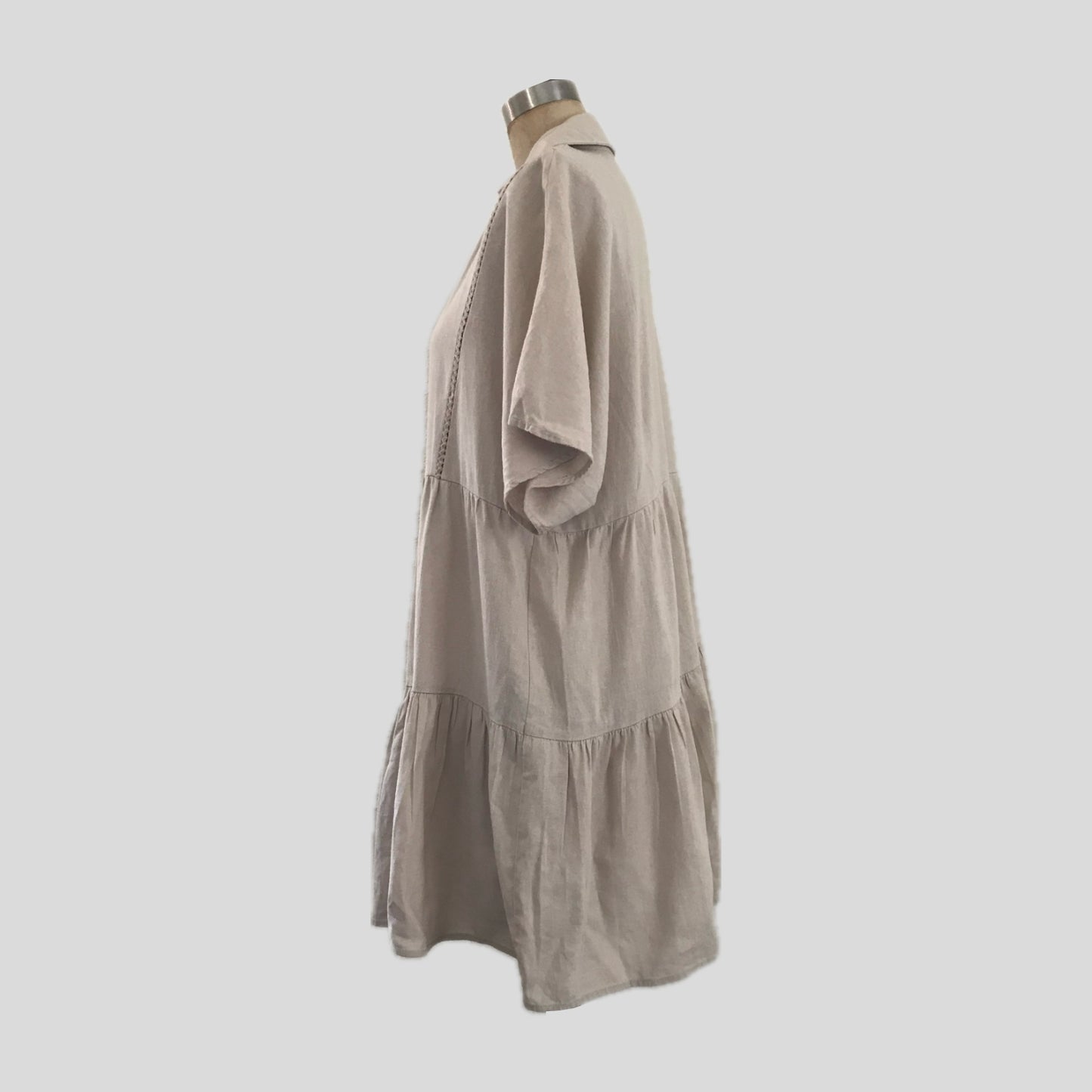 zara-short-sleeve-tan-linen-mini-dress