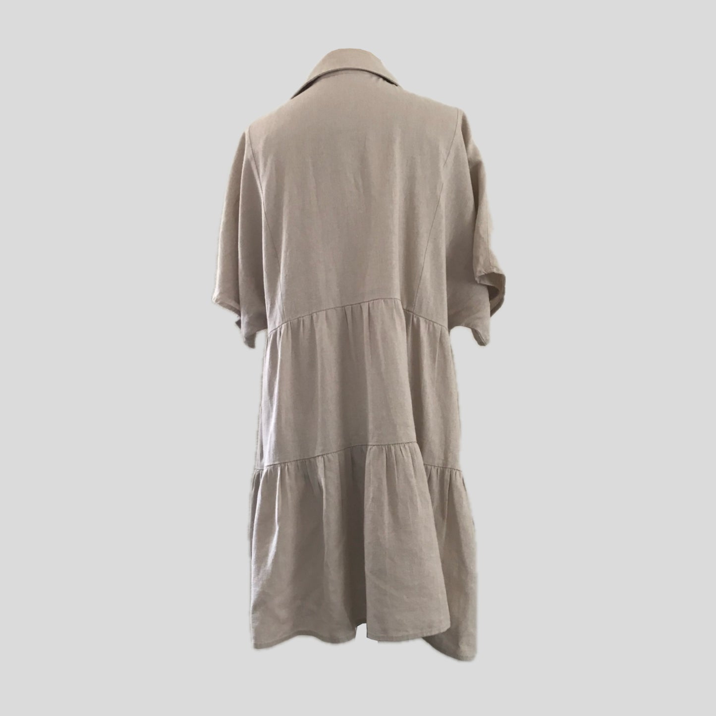 zara-short-sleeve-tan-linen-mini-dress